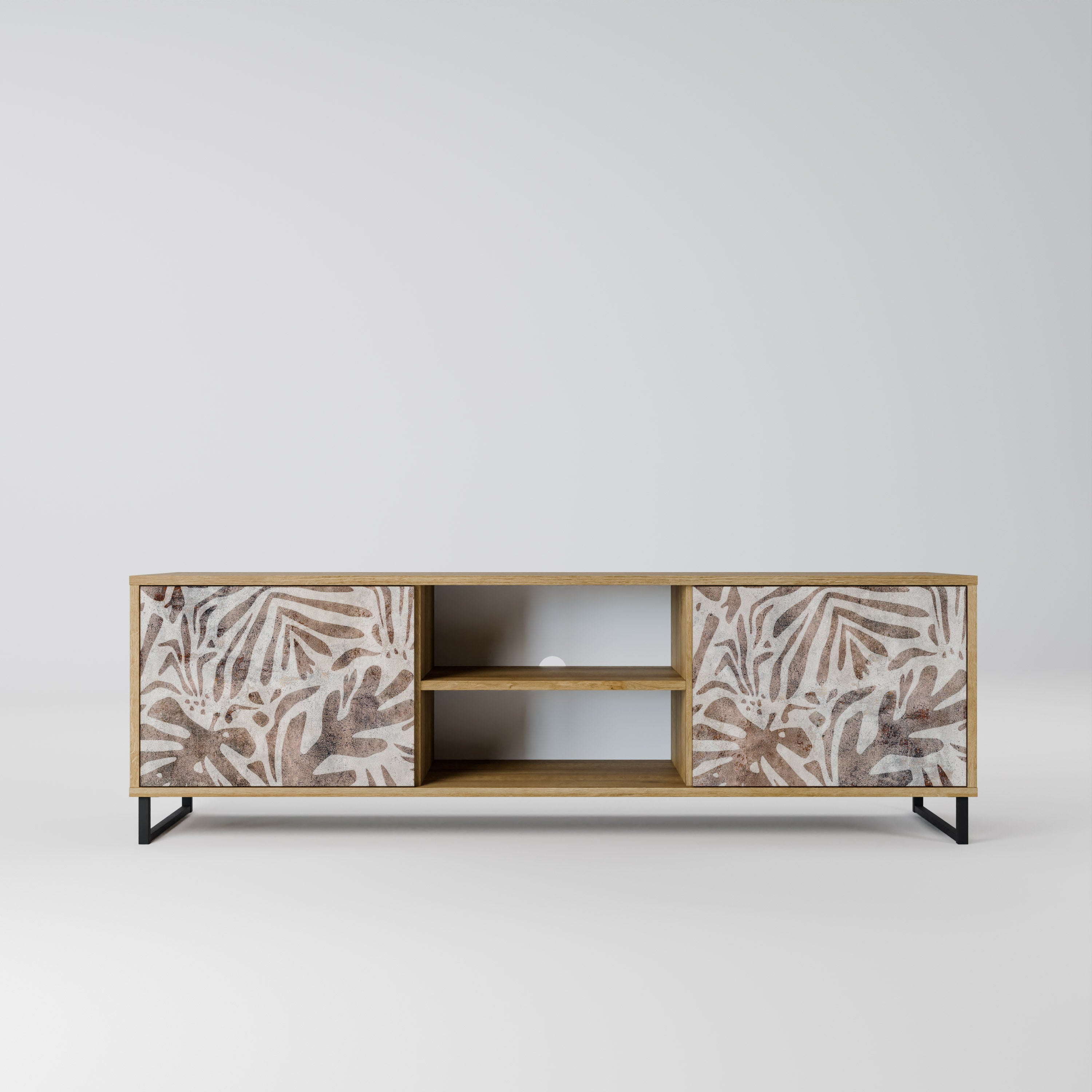 PASSING TIME Mueble de TV de 2 puertas con efecto roble