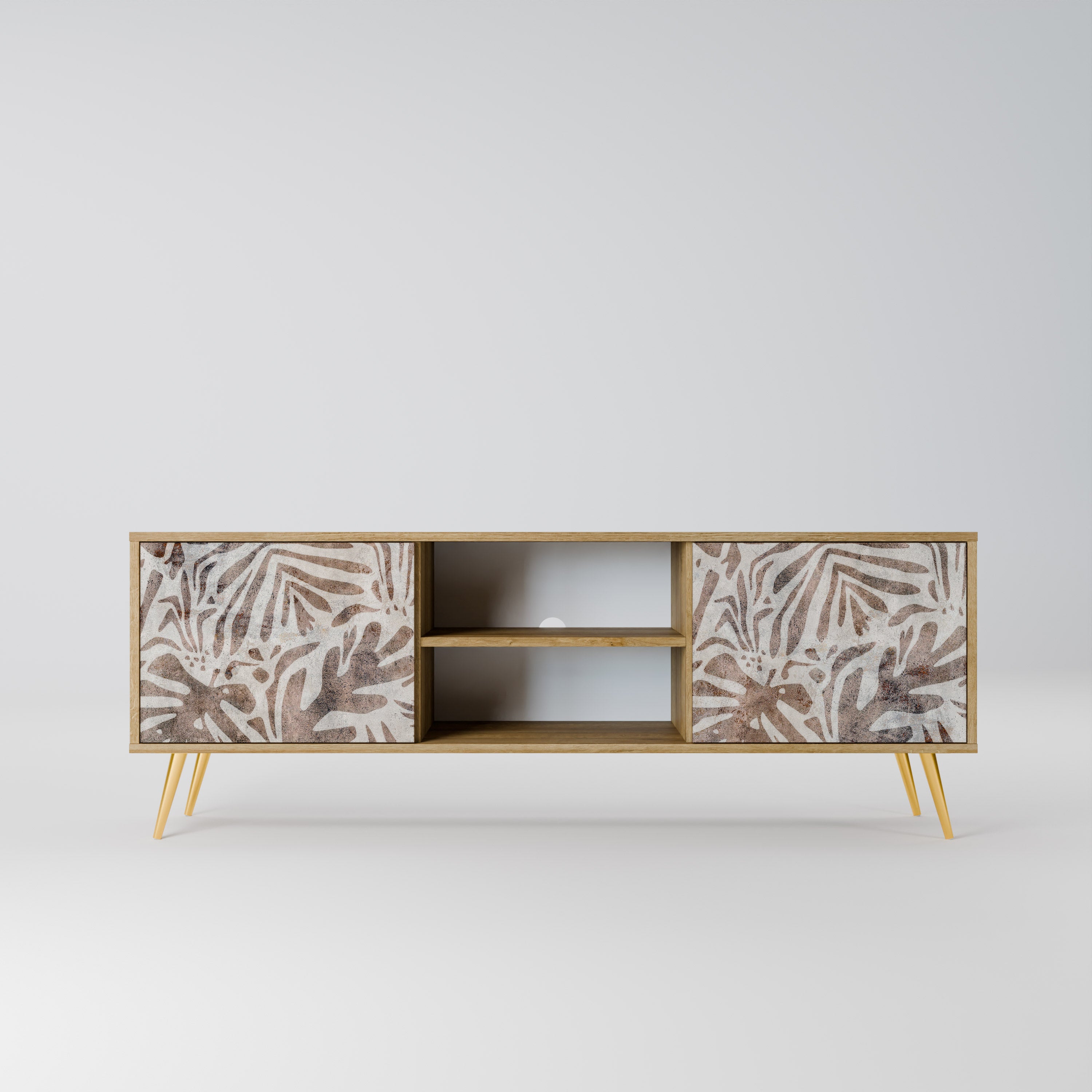 PASSING TIME Mueble de TV de 2 puertas con efecto roble