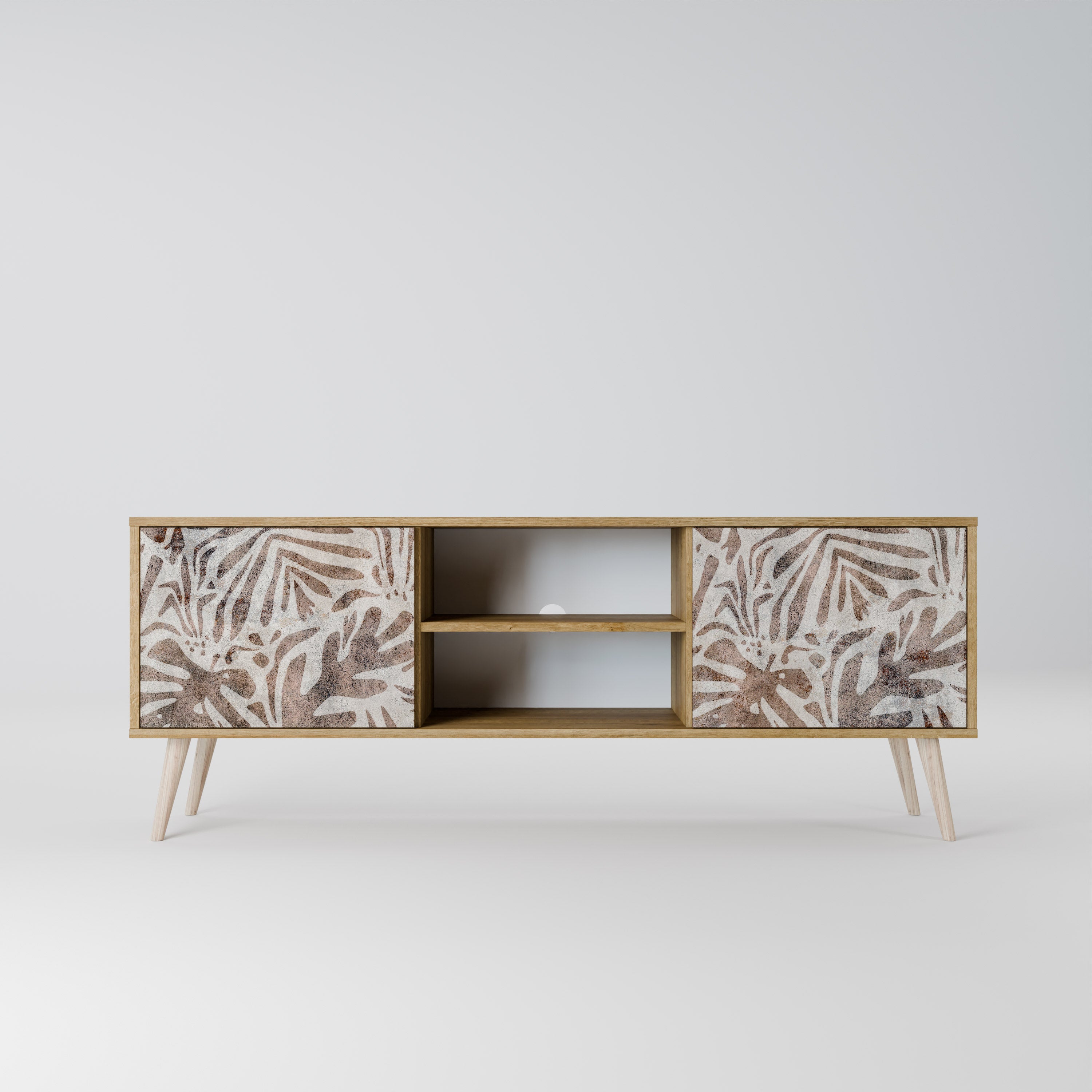 PASSING TIME Mueble de TV de 2 puertas con efecto roble
