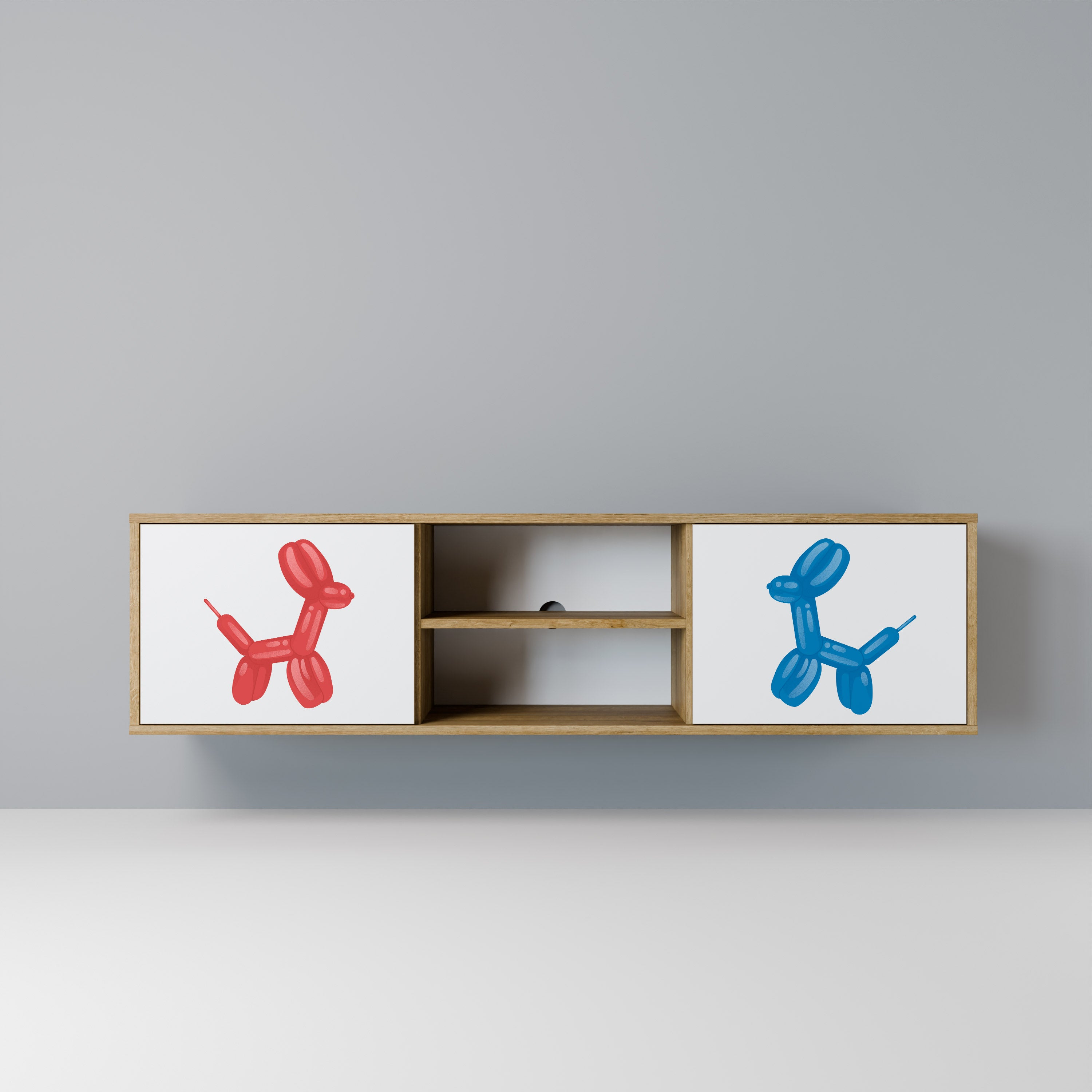 Mueble de TV de 2 puertas con efecto roble CHILDHOOD MEMORY