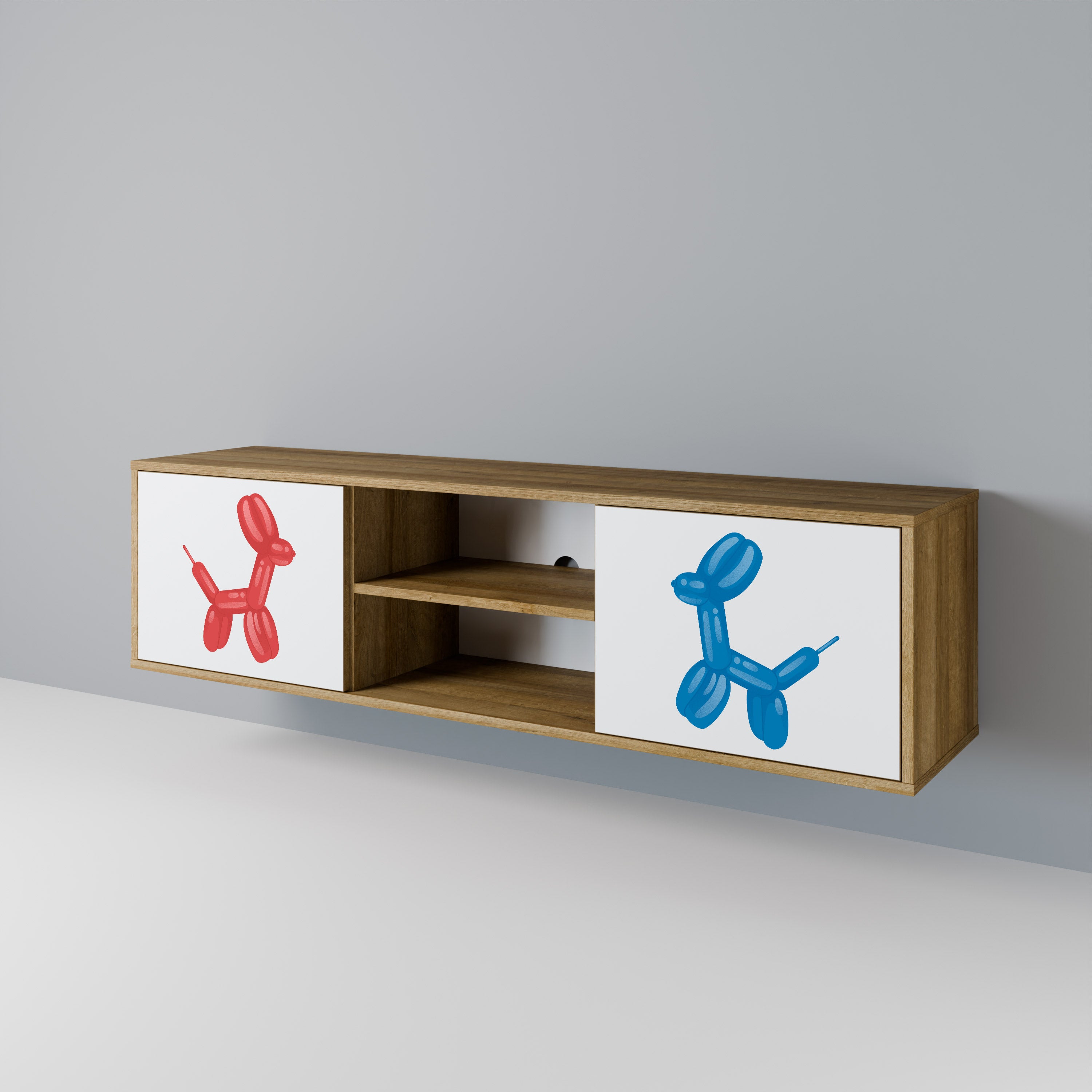 Mueble de TV de 2 puertas con efecto roble CHILDHOOD MEMORY