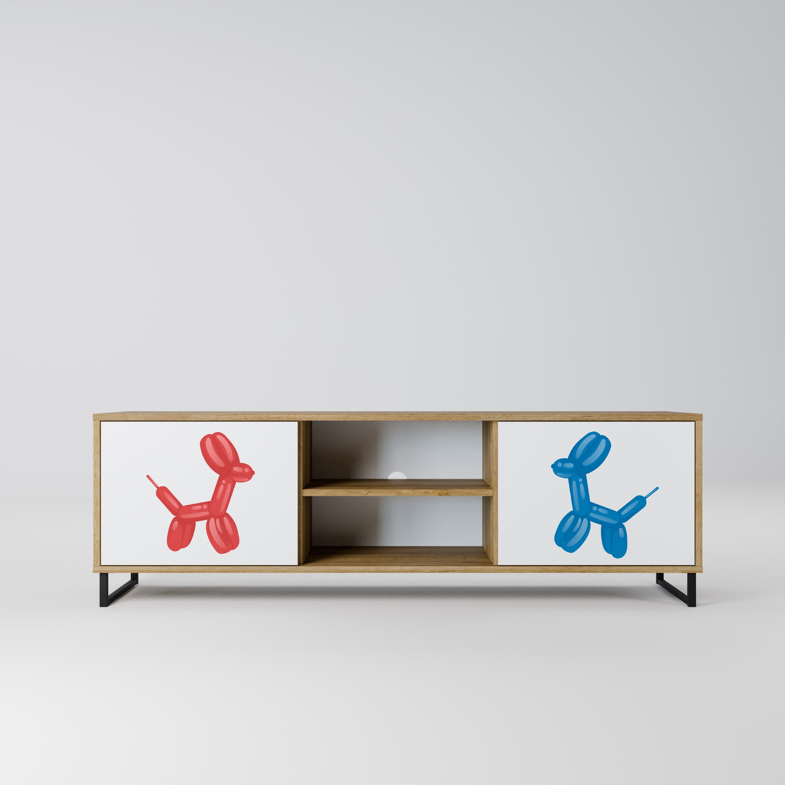 Mueble de TV de 2 puertas con efecto roble CHILDHOOD MEMORY