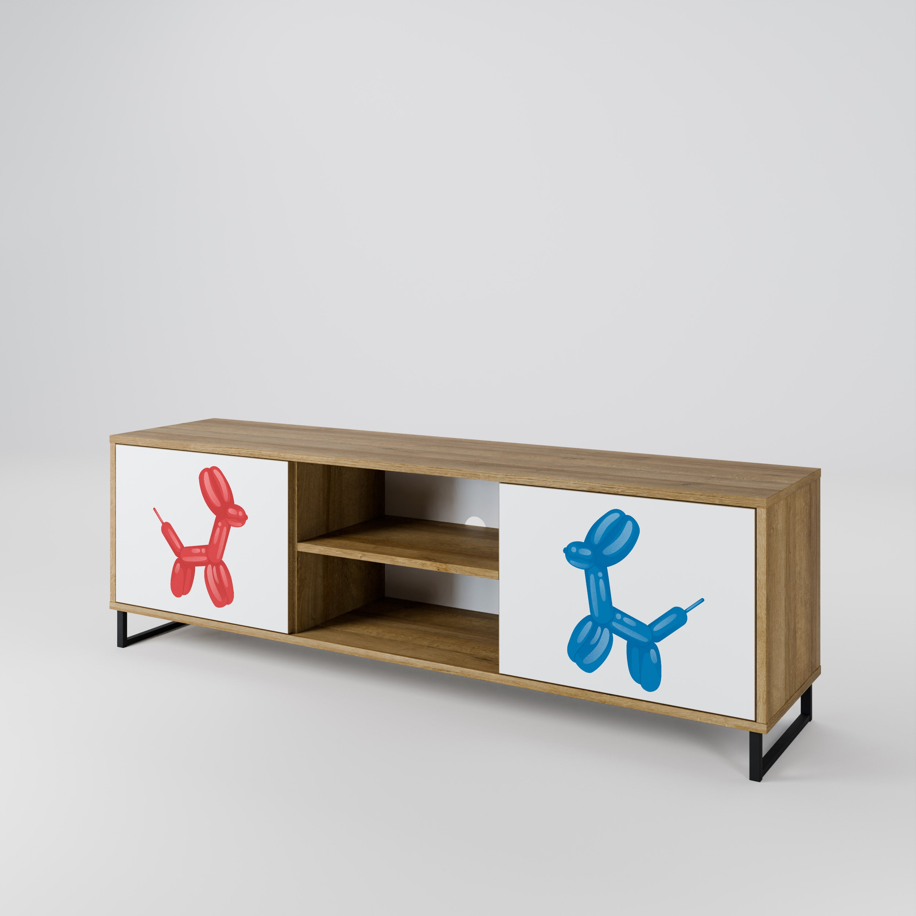 Mueble de TV de 2 puertas con efecto roble CHILDHOOD MEMORY