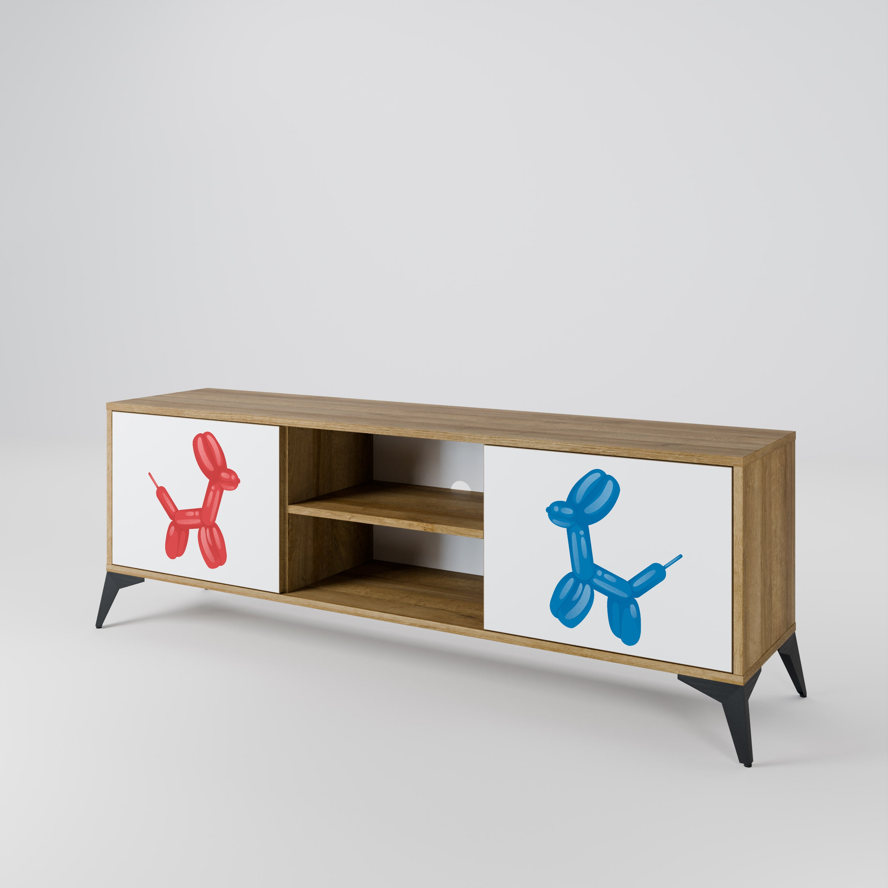 Mueble de TV de 2 puertas con efecto roble CHILDHOOD MEMORY