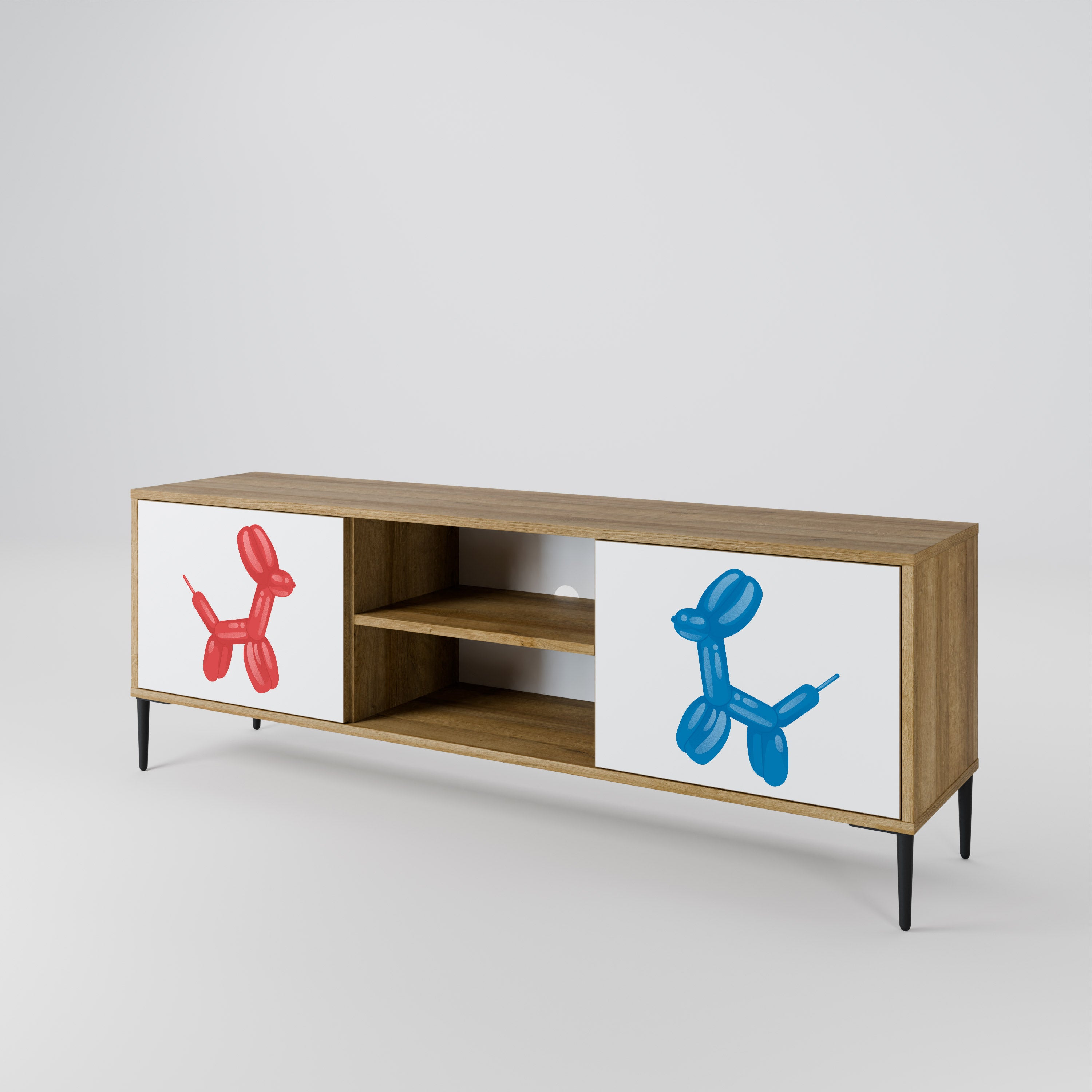 Mueble de TV de 2 puertas con efecto roble CHILDHOOD MEMORY