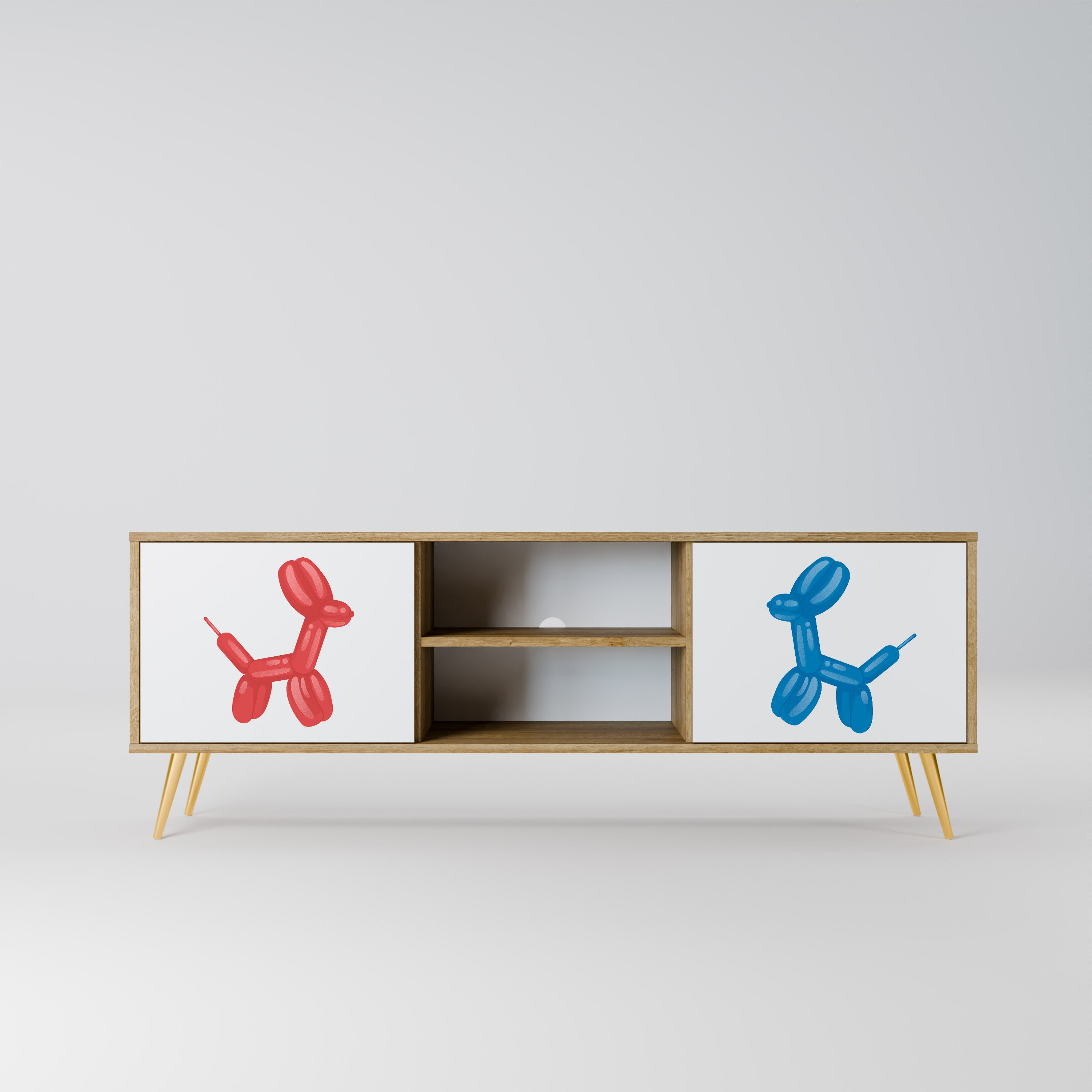 Mueble de TV de 2 puertas con efecto roble CHILDHOOD MEMORY