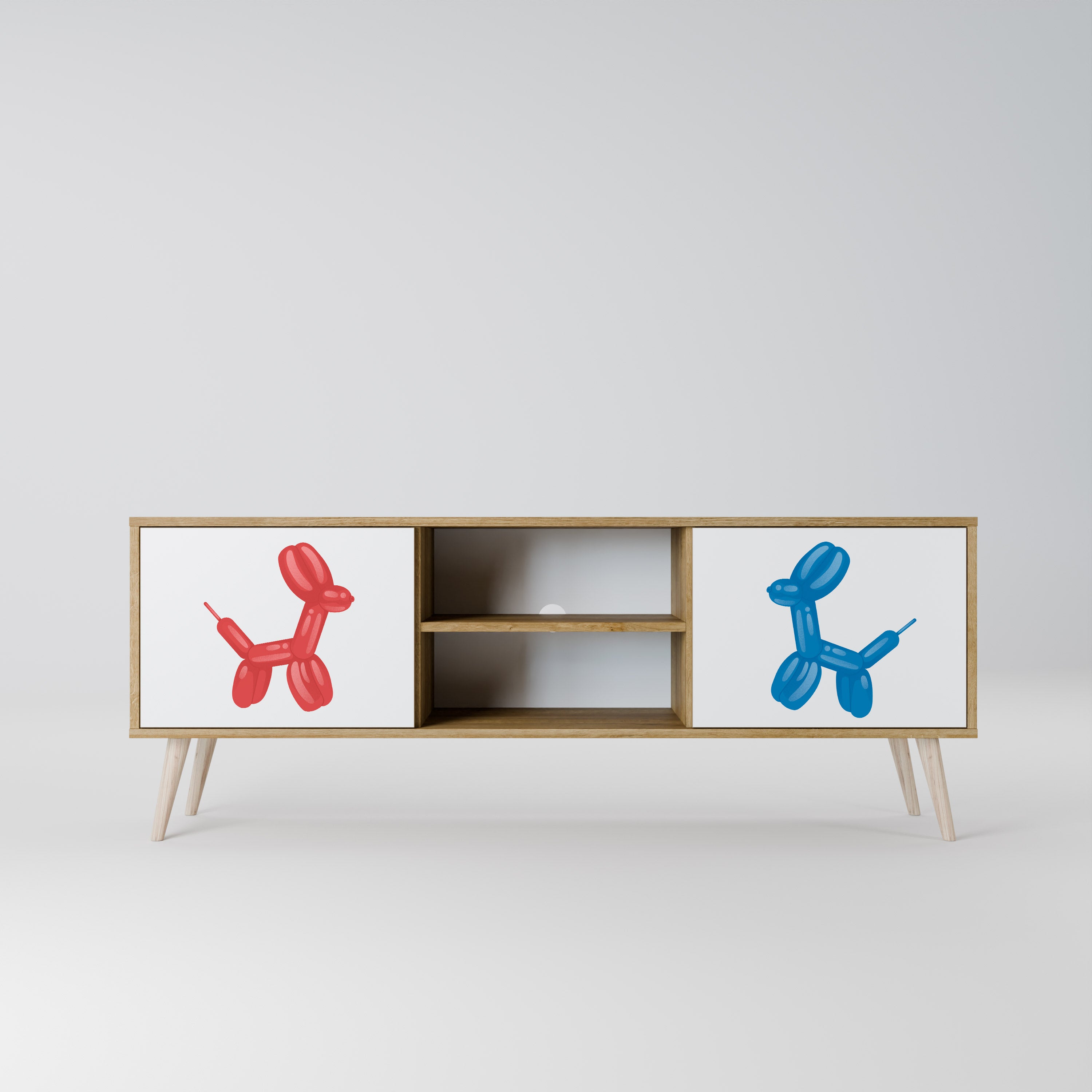 Mueble de TV de 2 puertas con efecto roble CHILDHOOD MEMORY