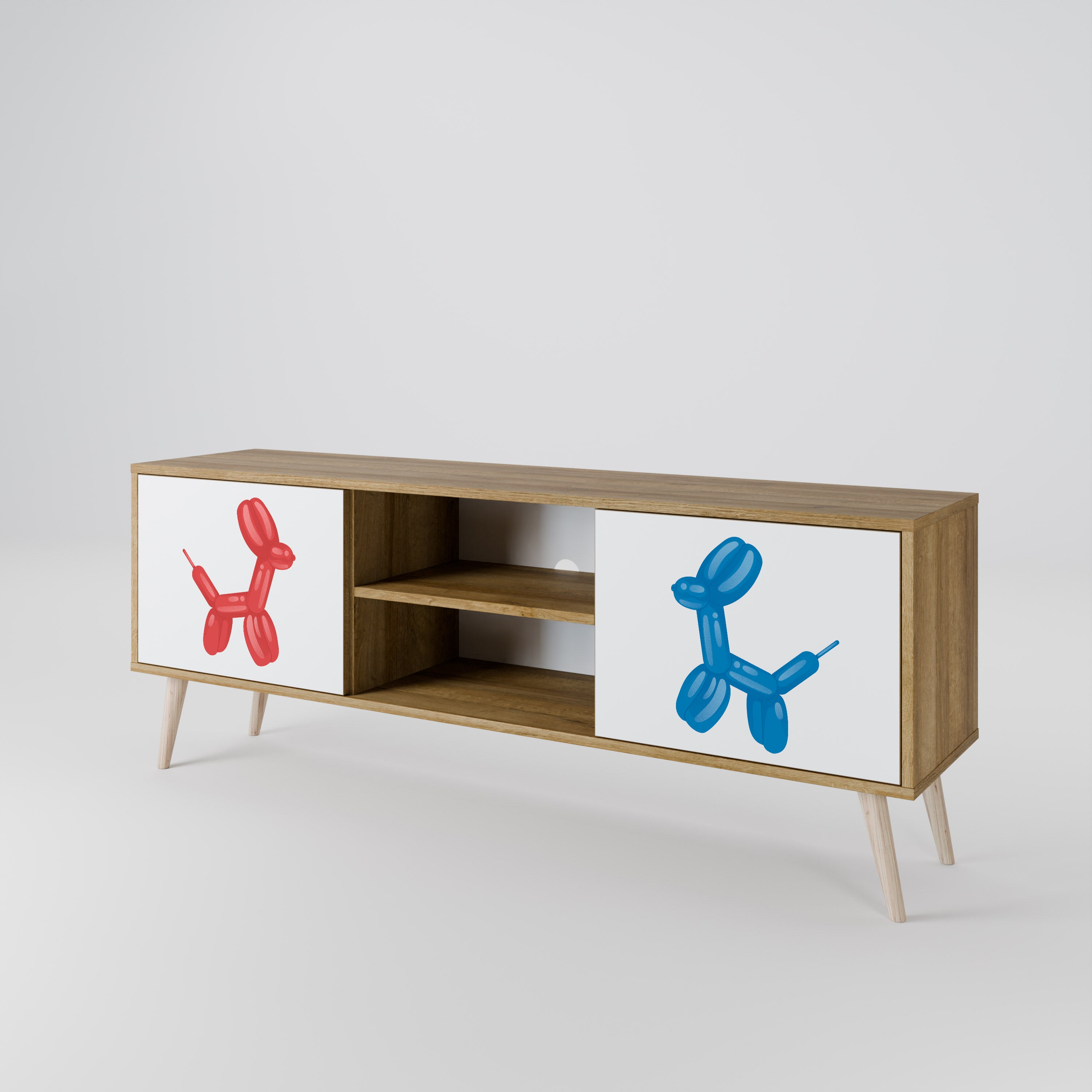 Mueble de TV de 2 puertas con efecto roble CHILDHOOD MEMORY