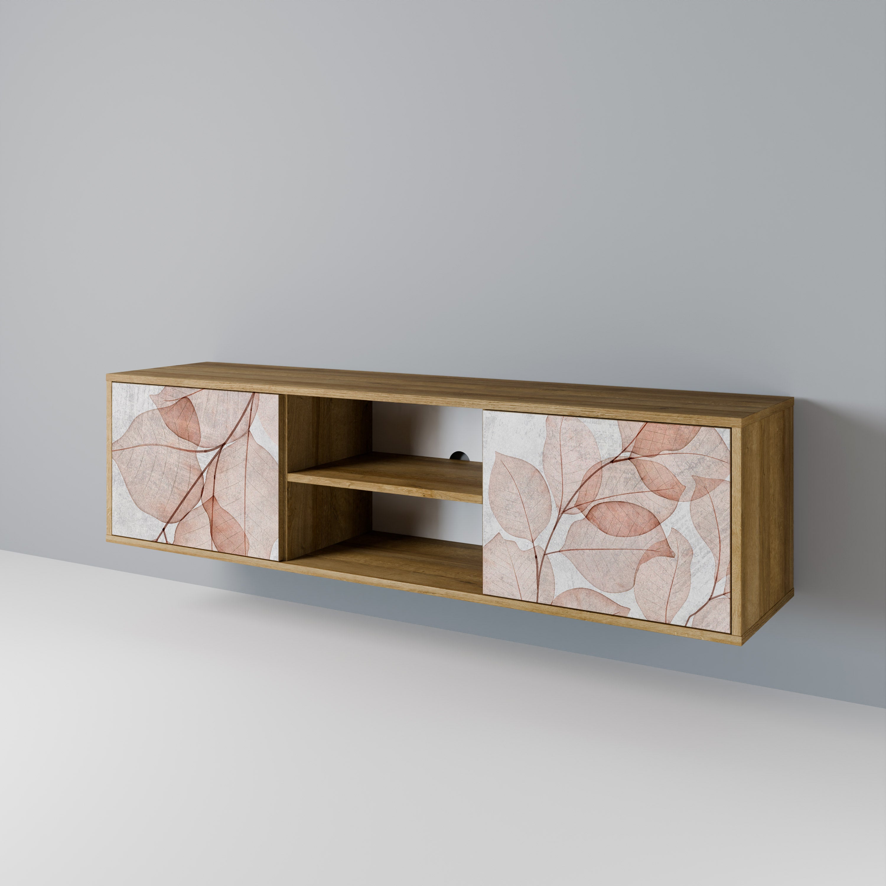 Mueble de TV de 2 puertas AUTUMN FRAGILITY en efecto roble