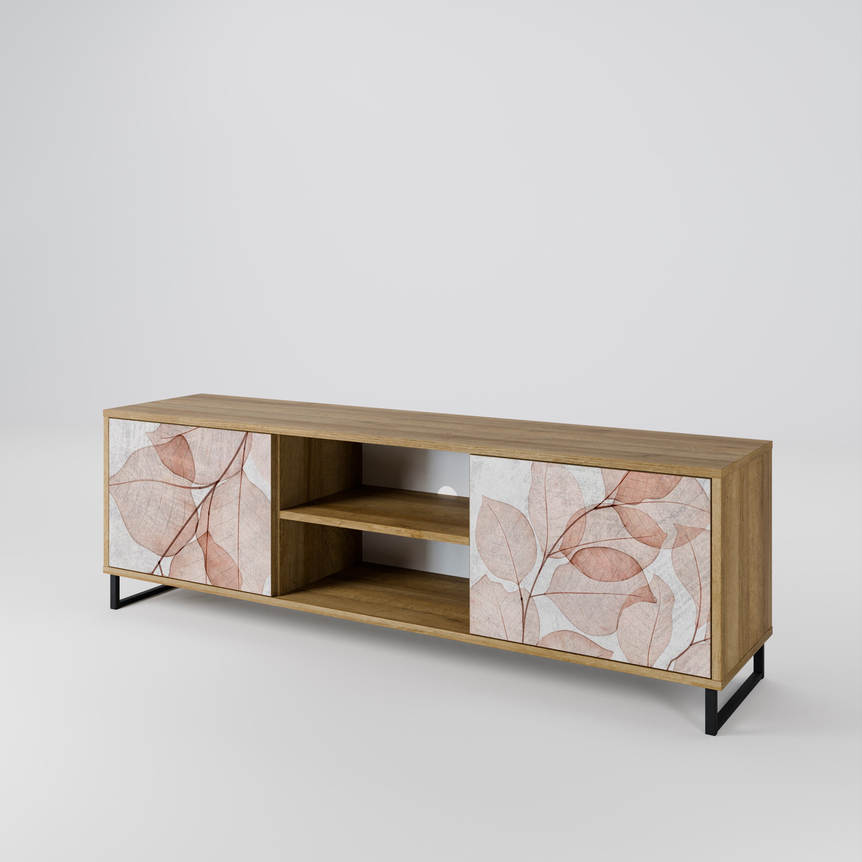 Mueble de TV de 2 puertas AUTUMN FRAGILITY en efecto roble