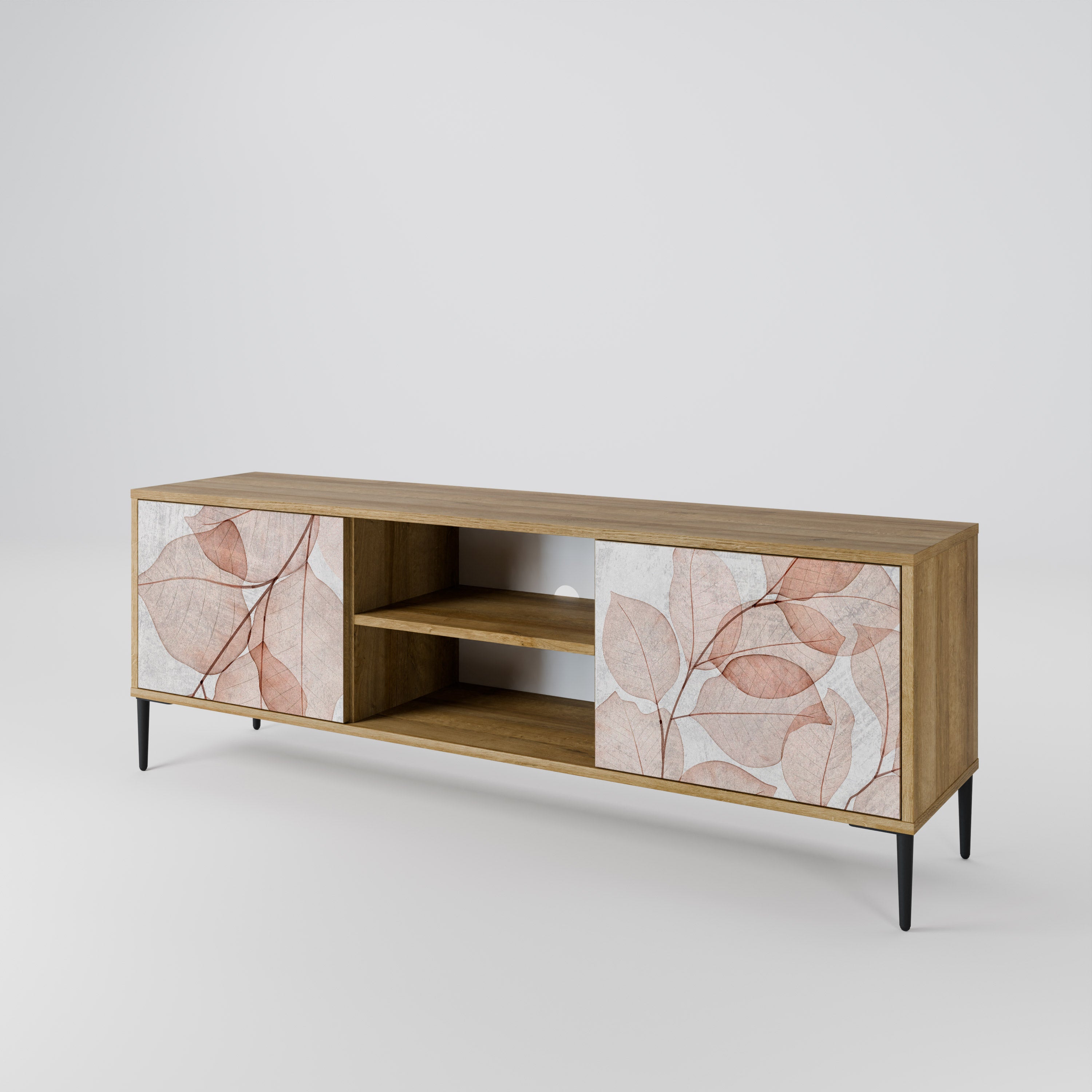 Mueble de TV de 2 puertas AUTUMN FRAGILITY en efecto roble