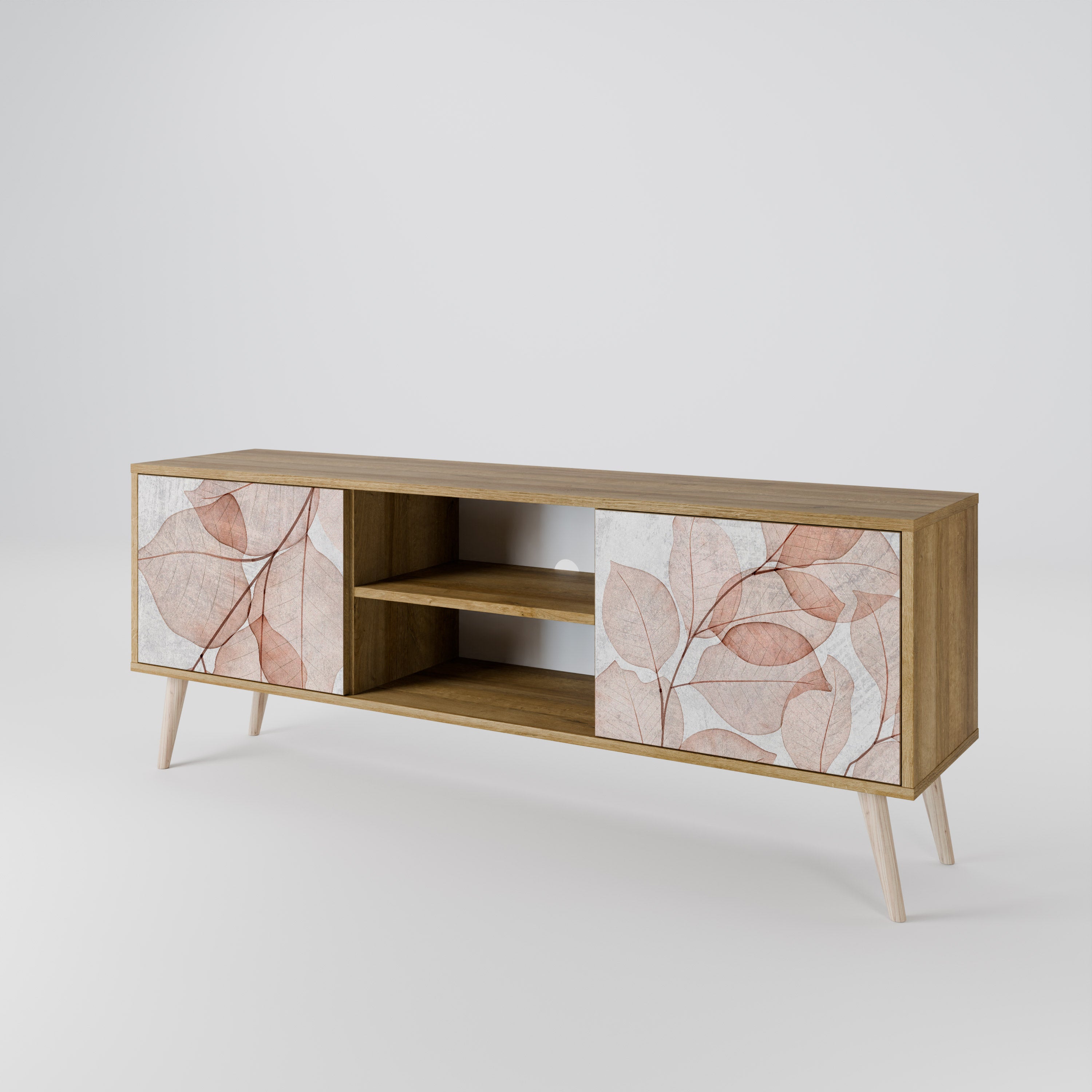 Mueble de TV de 2 puertas AUTUMN FRAGILITY en efecto roble