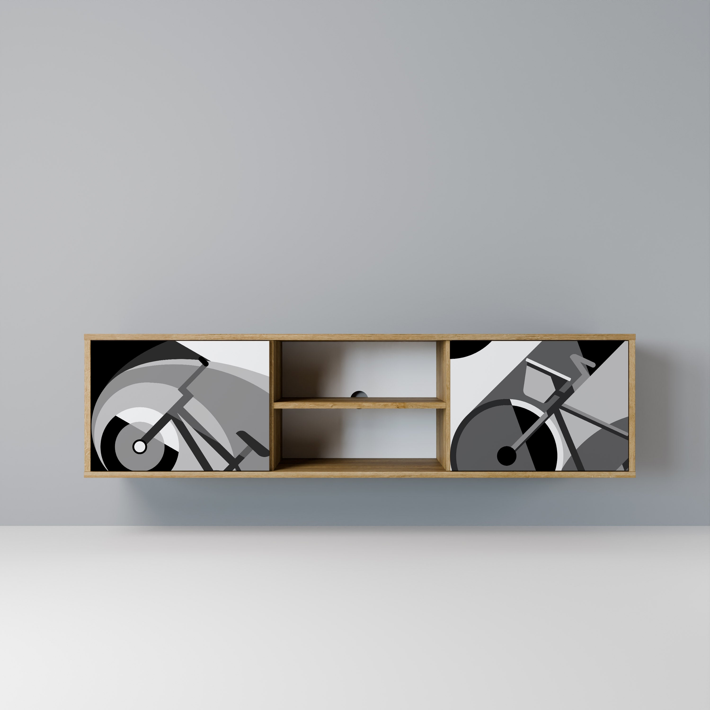 Mueble de TV BIKE ENERGY de 2 puertas con efecto roble