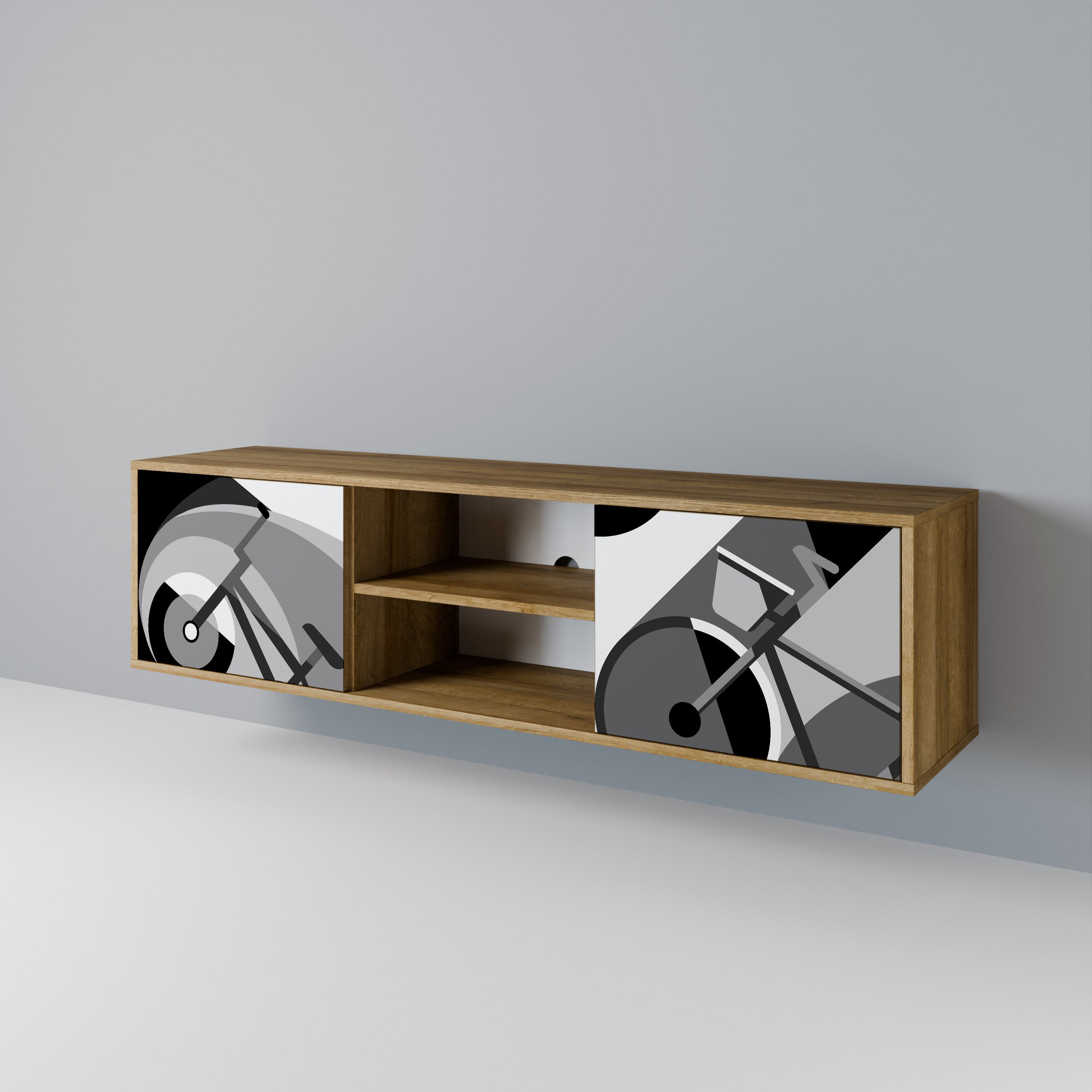 Mueble de TV BIKE ENERGY de 2 puertas con efecto roble