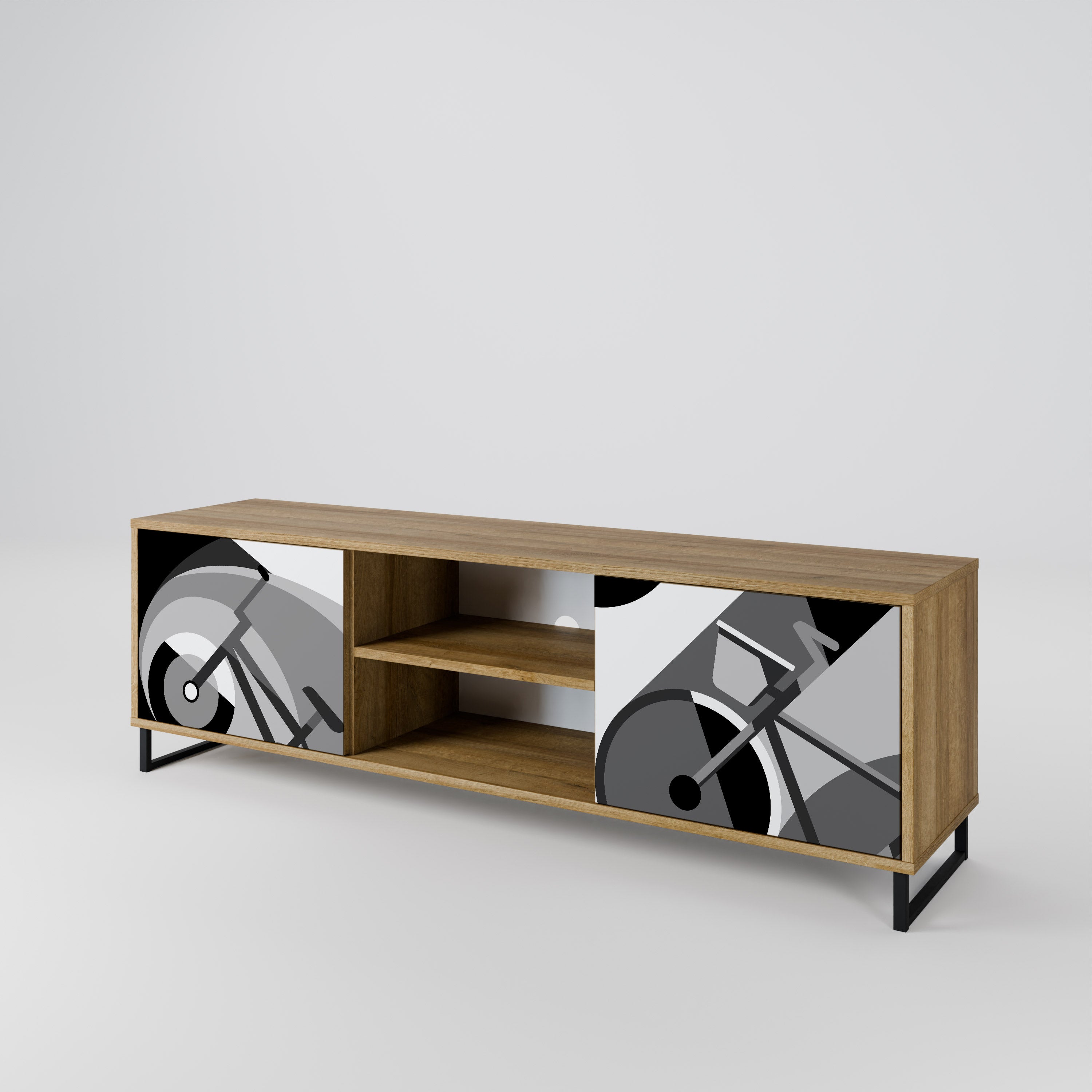 Mueble de TV BIKE ENERGY de 2 puertas con efecto roble