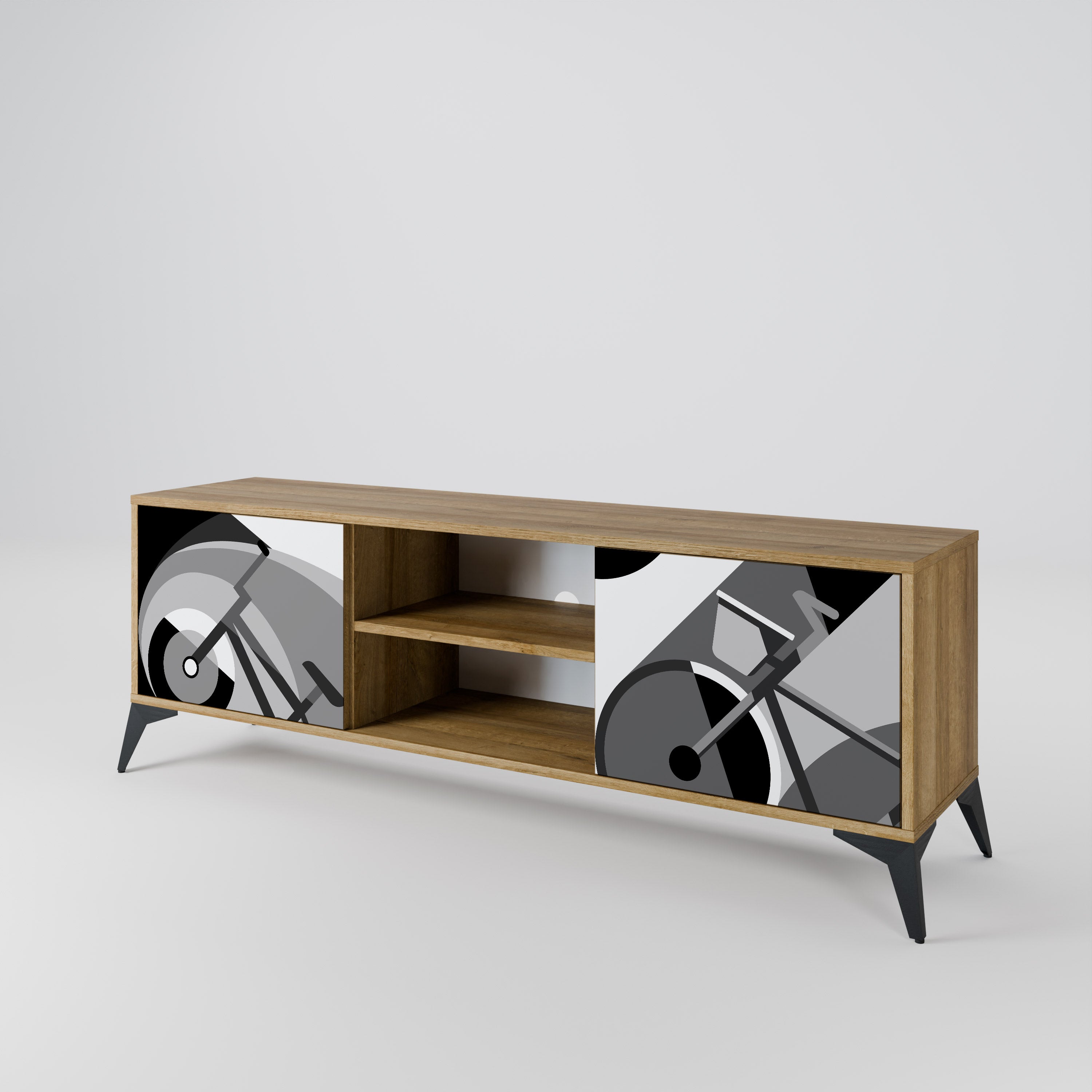 Mueble de TV BIKE ENERGY de 2 puertas con efecto roble