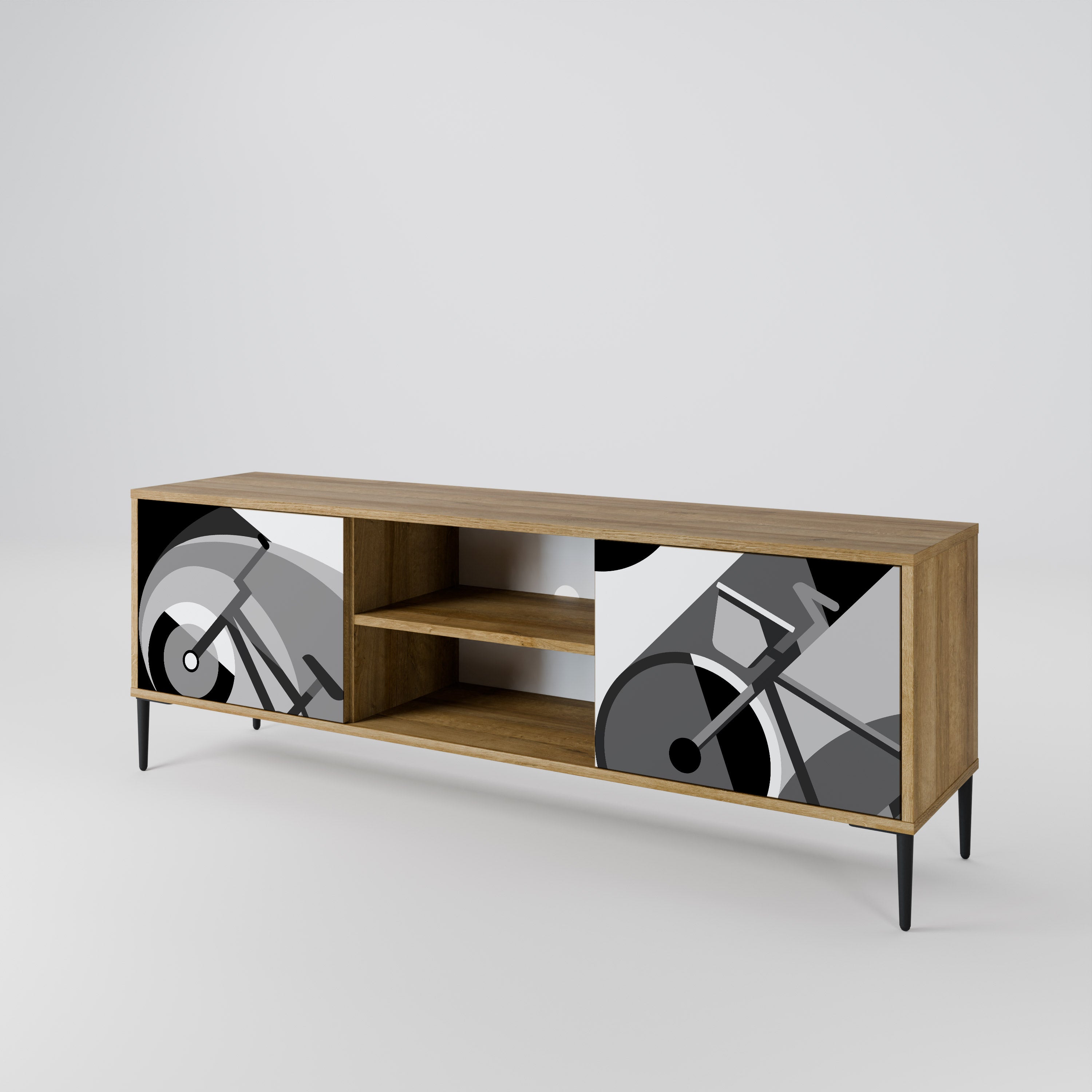 Mueble de TV BIKE ENERGY de 2 puertas con efecto roble