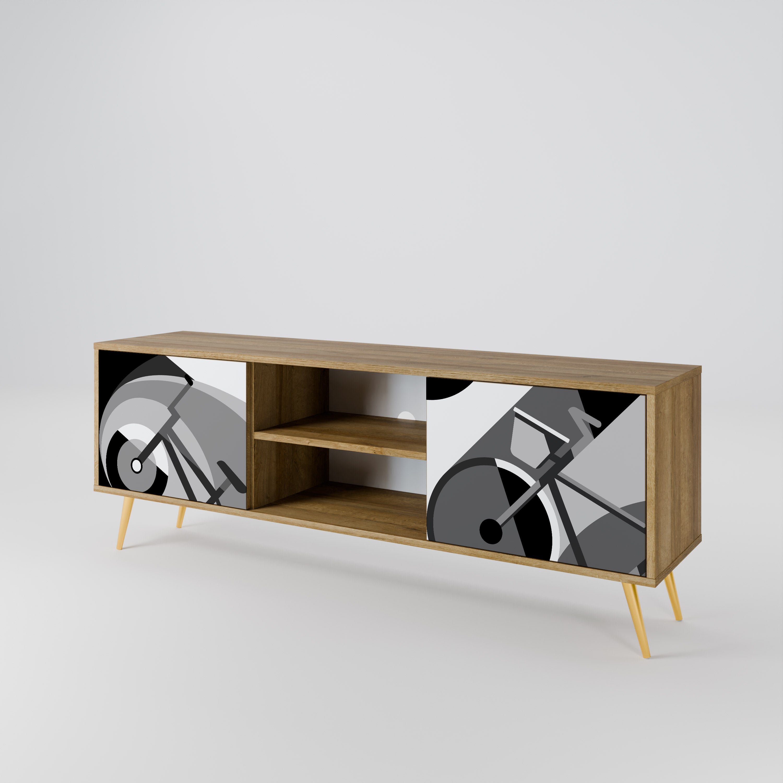Mueble de TV BIKE ENERGY de 2 puertas con efecto roble