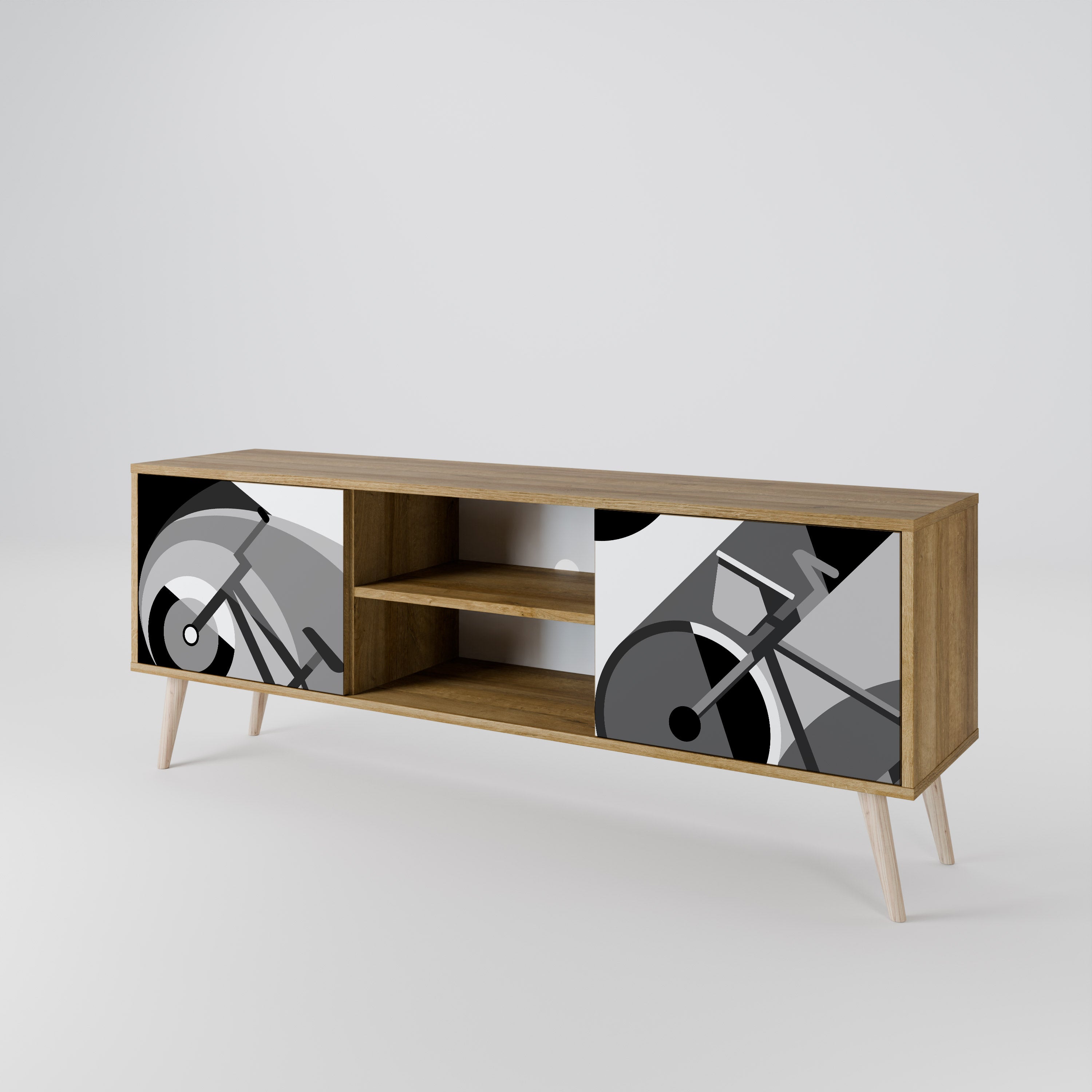 Mueble de TV BIKE ENERGY de 2 puertas con efecto roble