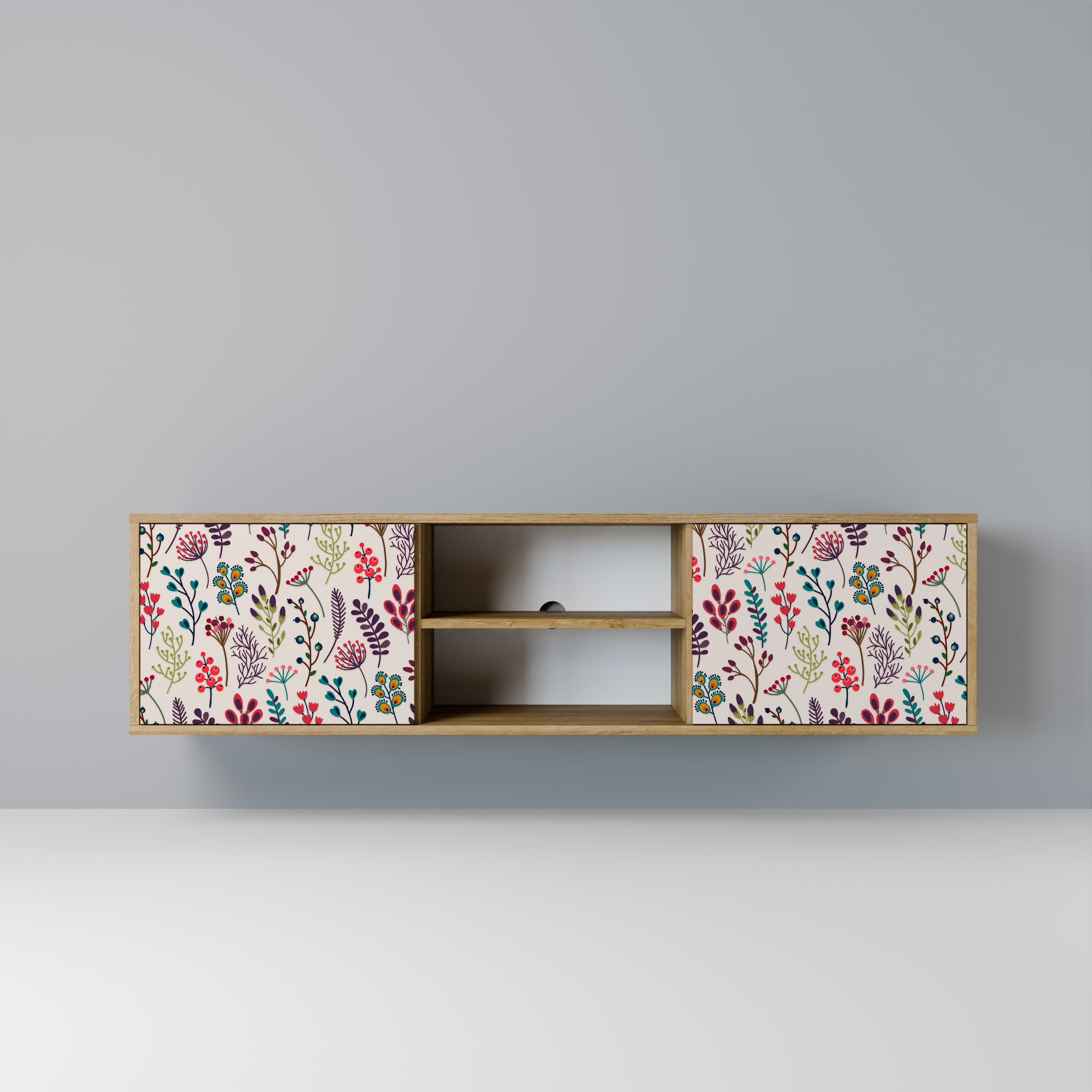 Mueble de TV de 2 puertas AUTUMN SUNDRIES en efecto roble