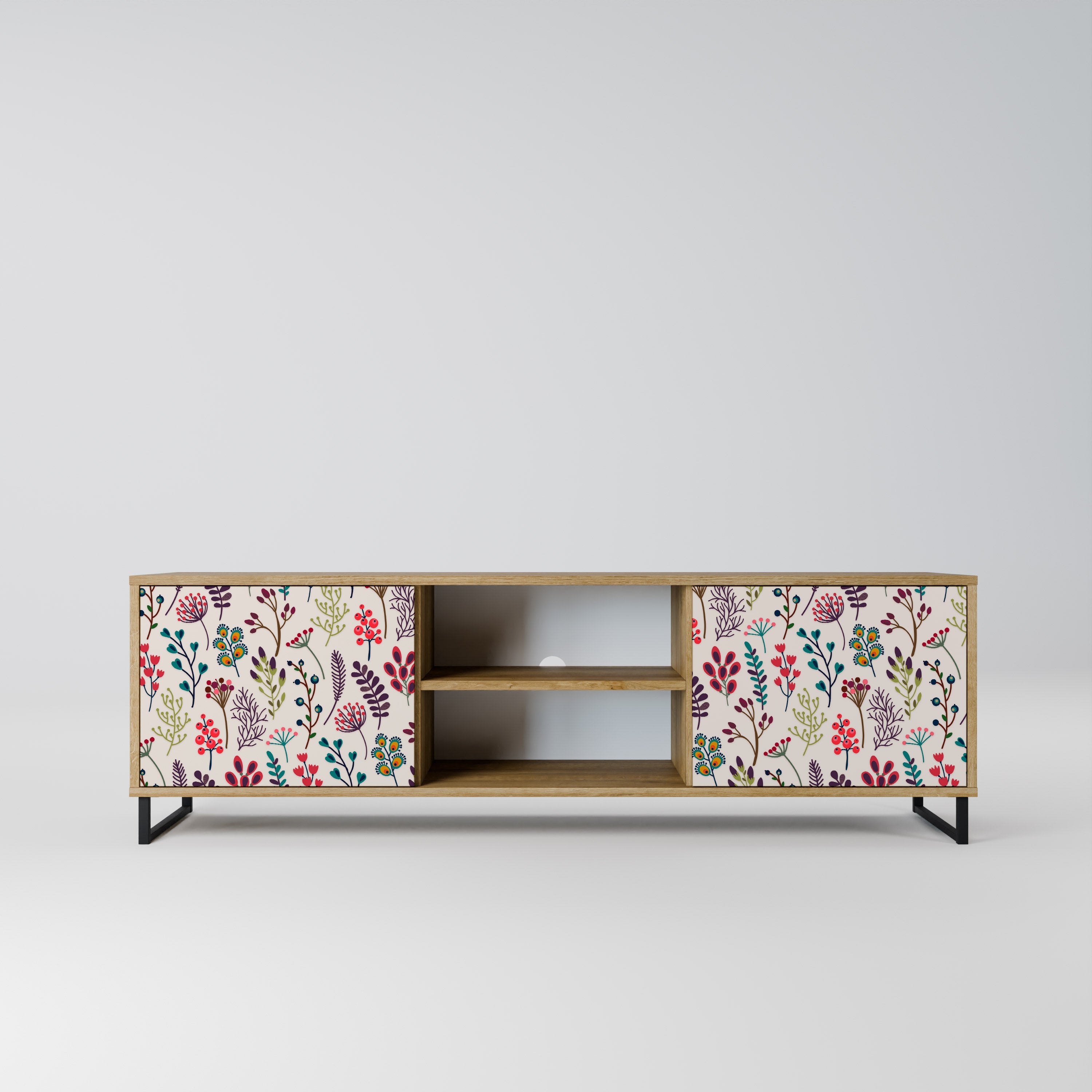 Mueble de TV de 2 puertas AUTUMN SUNDRIES en efecto roble