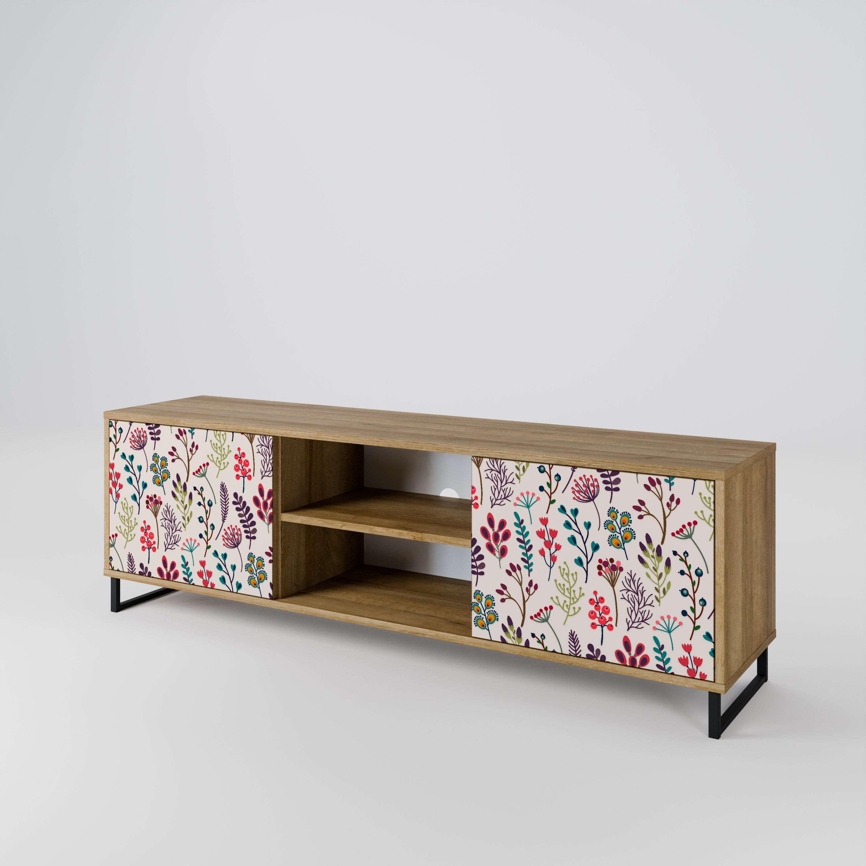 Mueble de TV de 2 puertas AUTUMN SUNDRIES en efecto roble