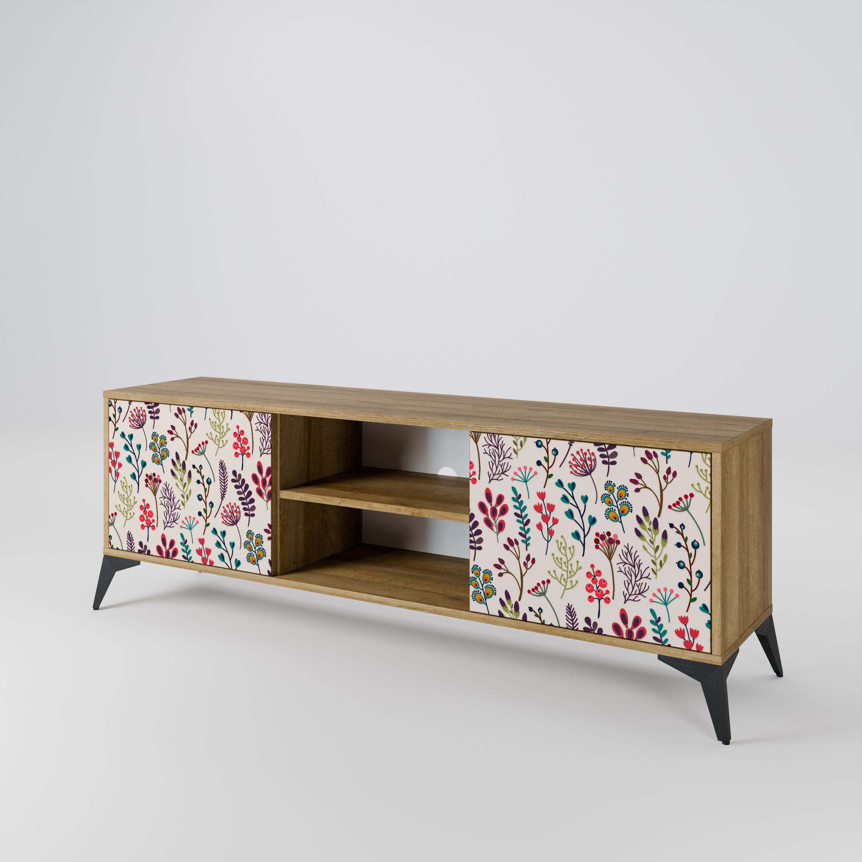 Mueble de TV de 2 puertas AUTUMN SUNDRIES en efecto roble