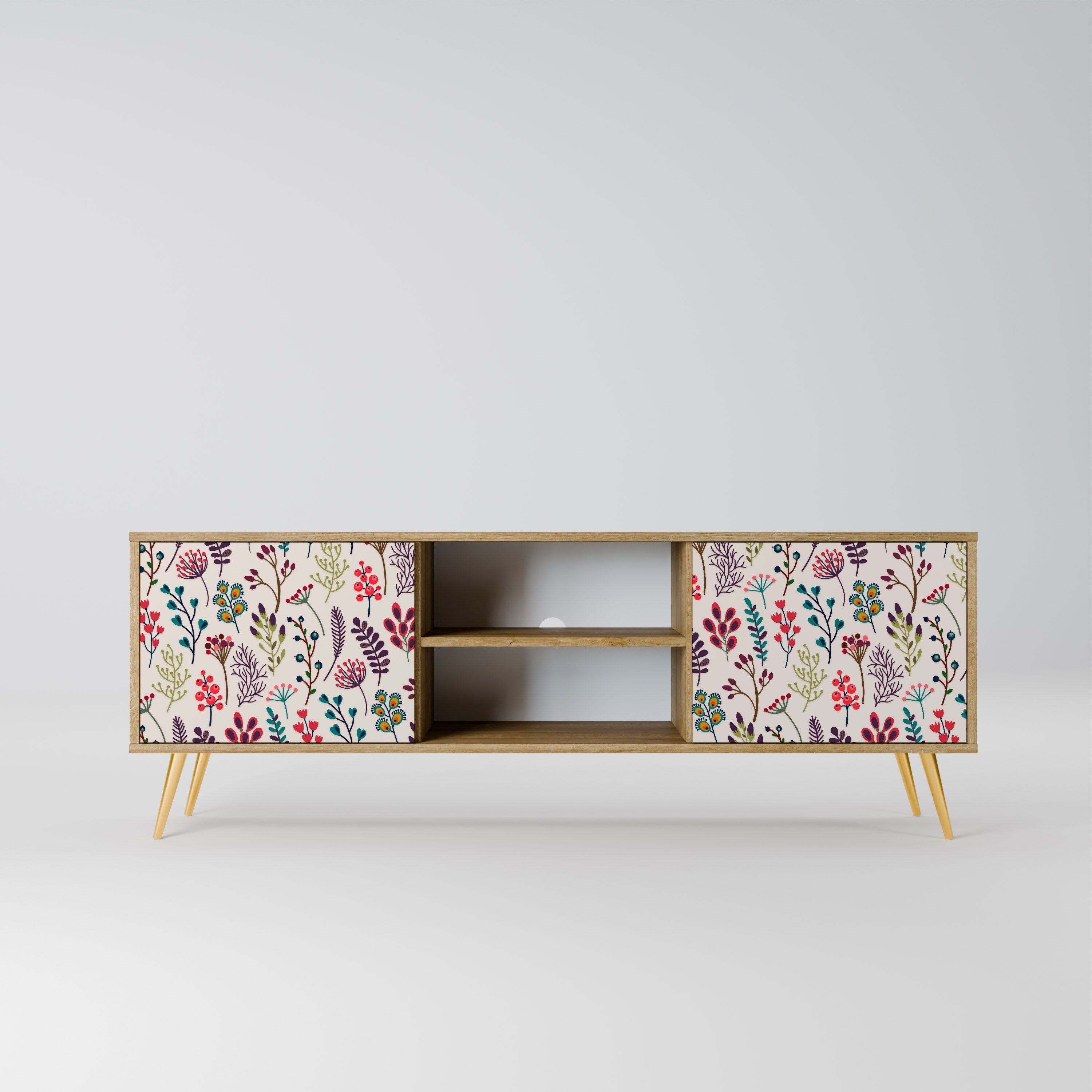 Mueble de TV de 2 puertas AUTUMN SUNDRIES en efecto roble