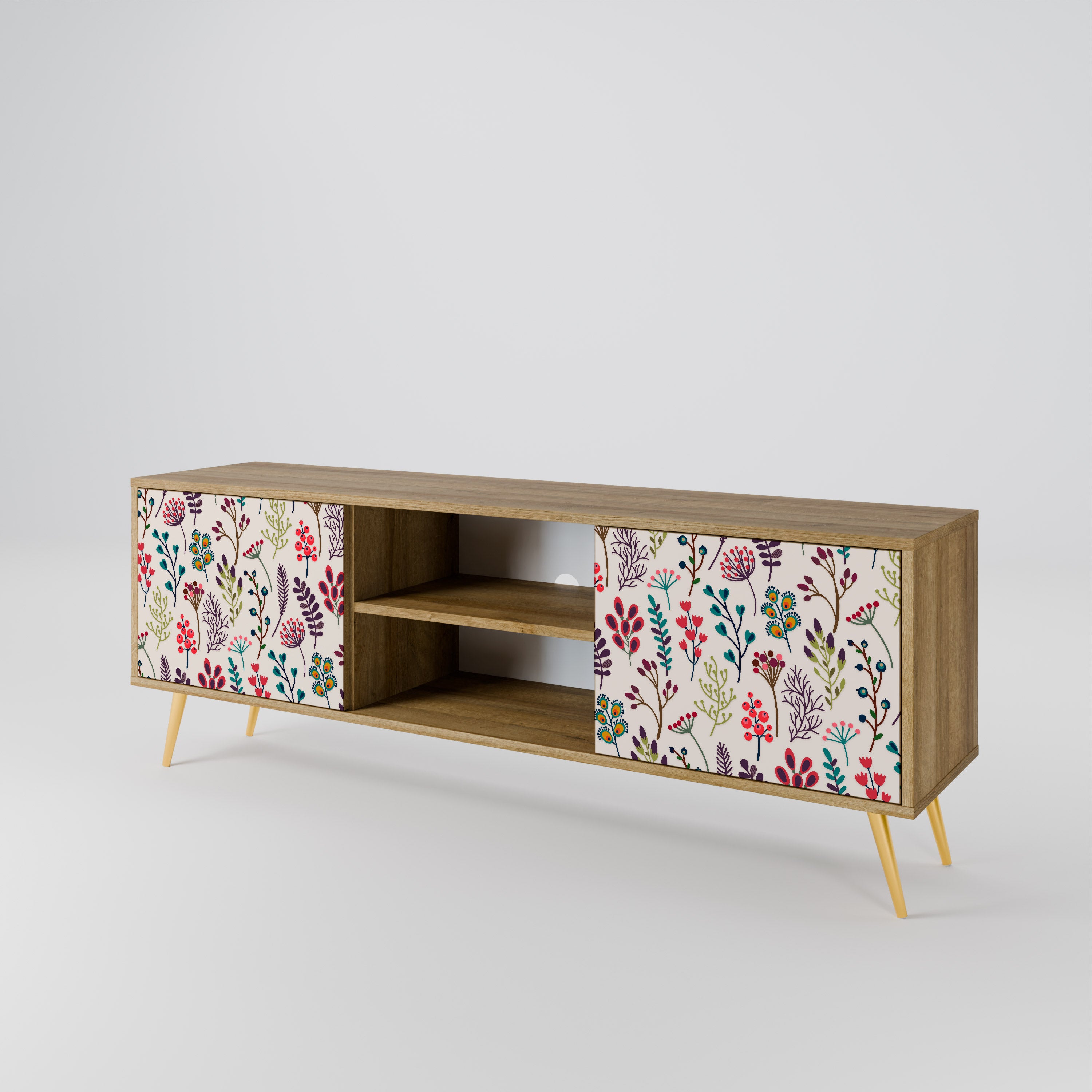 Mueble de TV de 2 puertas AUTUMN SUNDRIES en efecto roble
