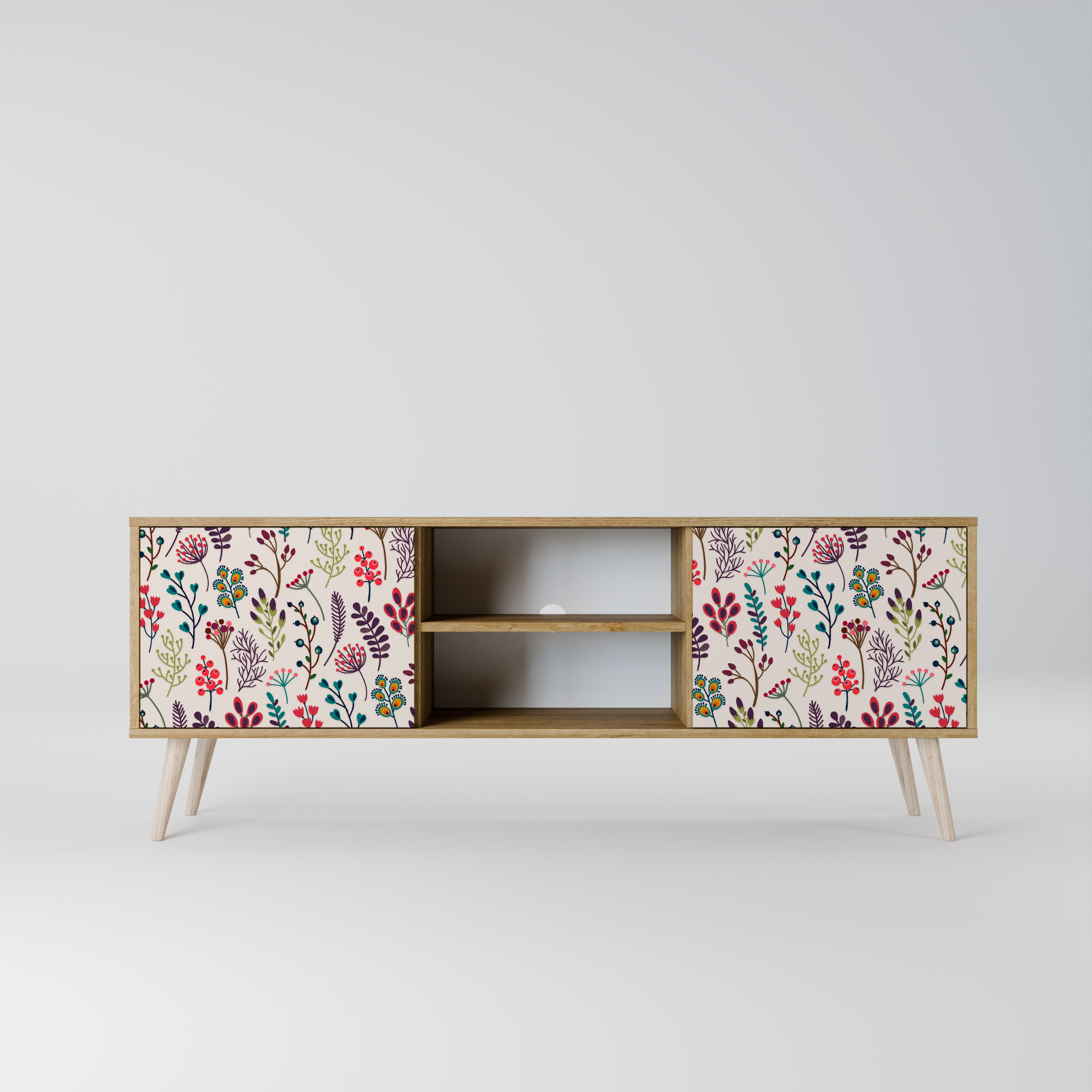 Mueble de TV de 2 puertas AUTUMN SUNDRIES en efecto roble