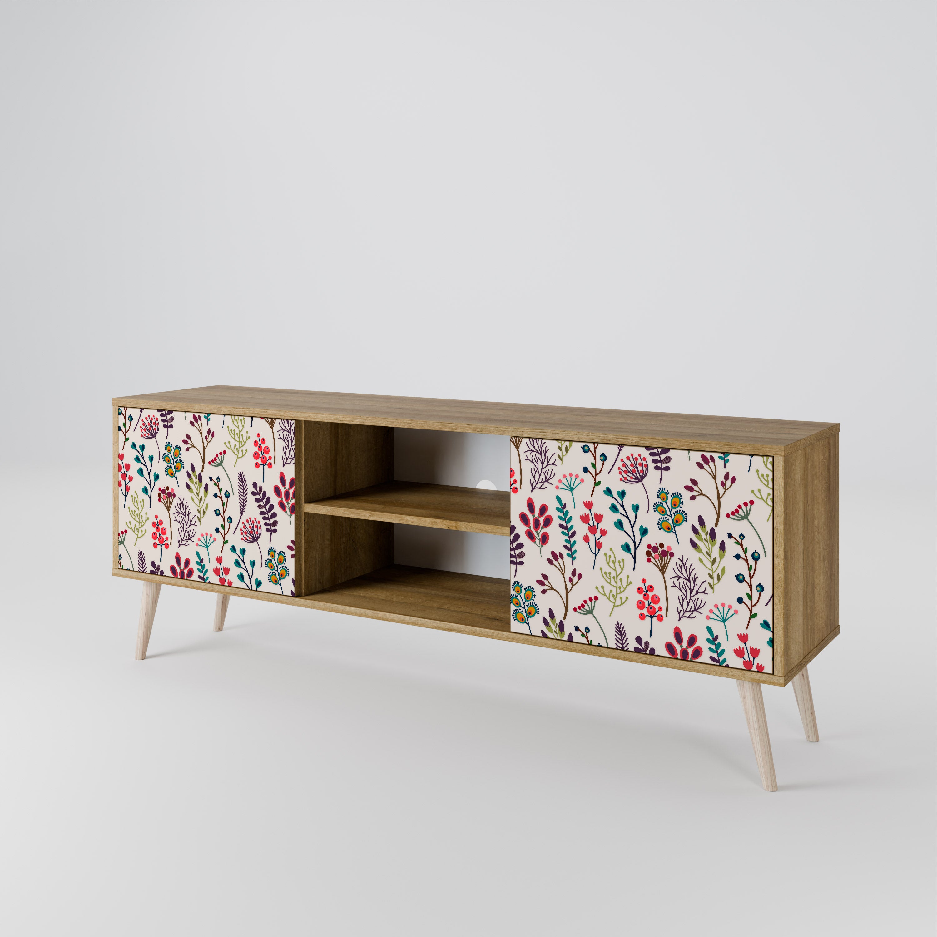 Mueble de TV de 2 puertas AUTUMN SUNDRIES en efecto roble