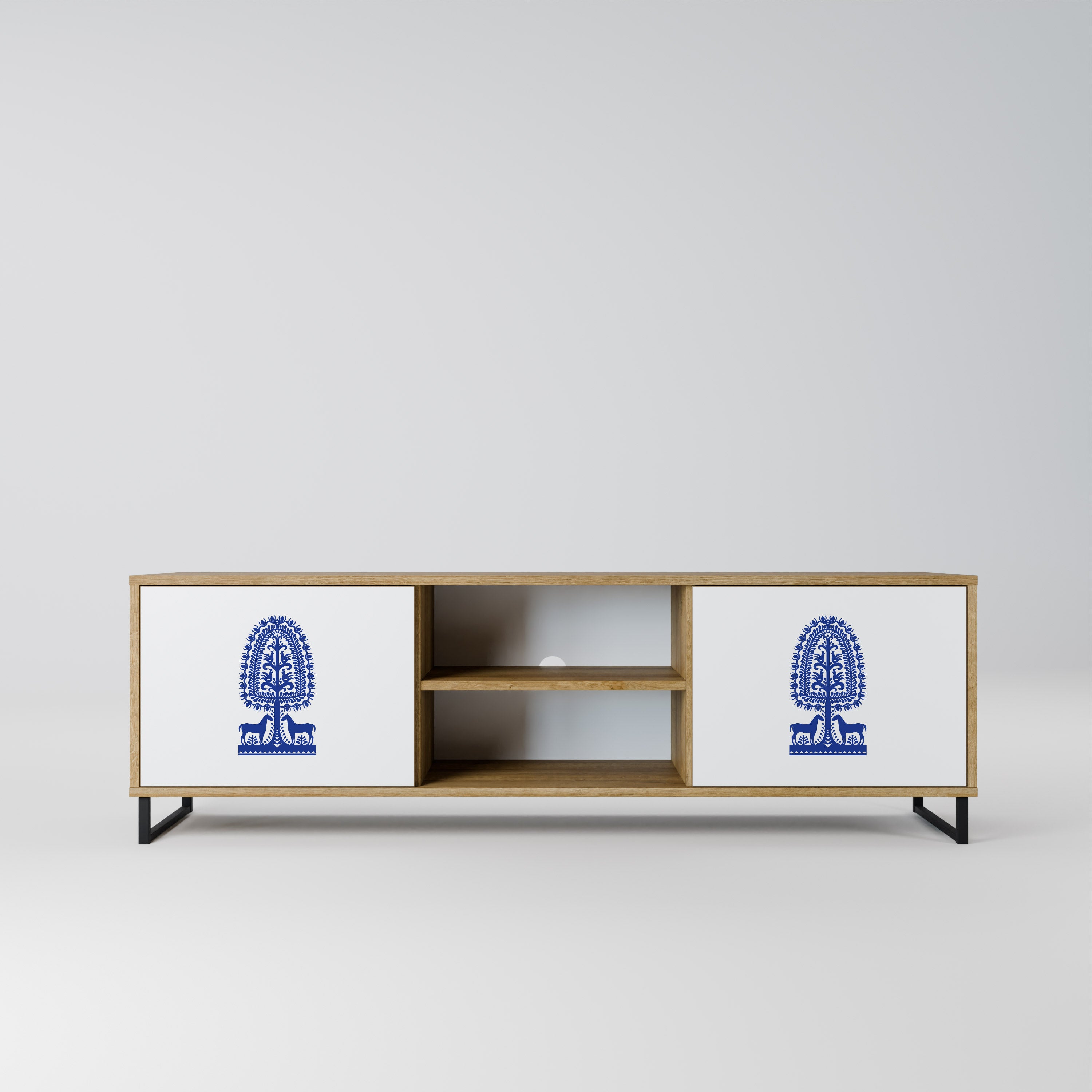 Mueble de TV de dos puertas con efecto roble de ARTE POPULAR POLACO