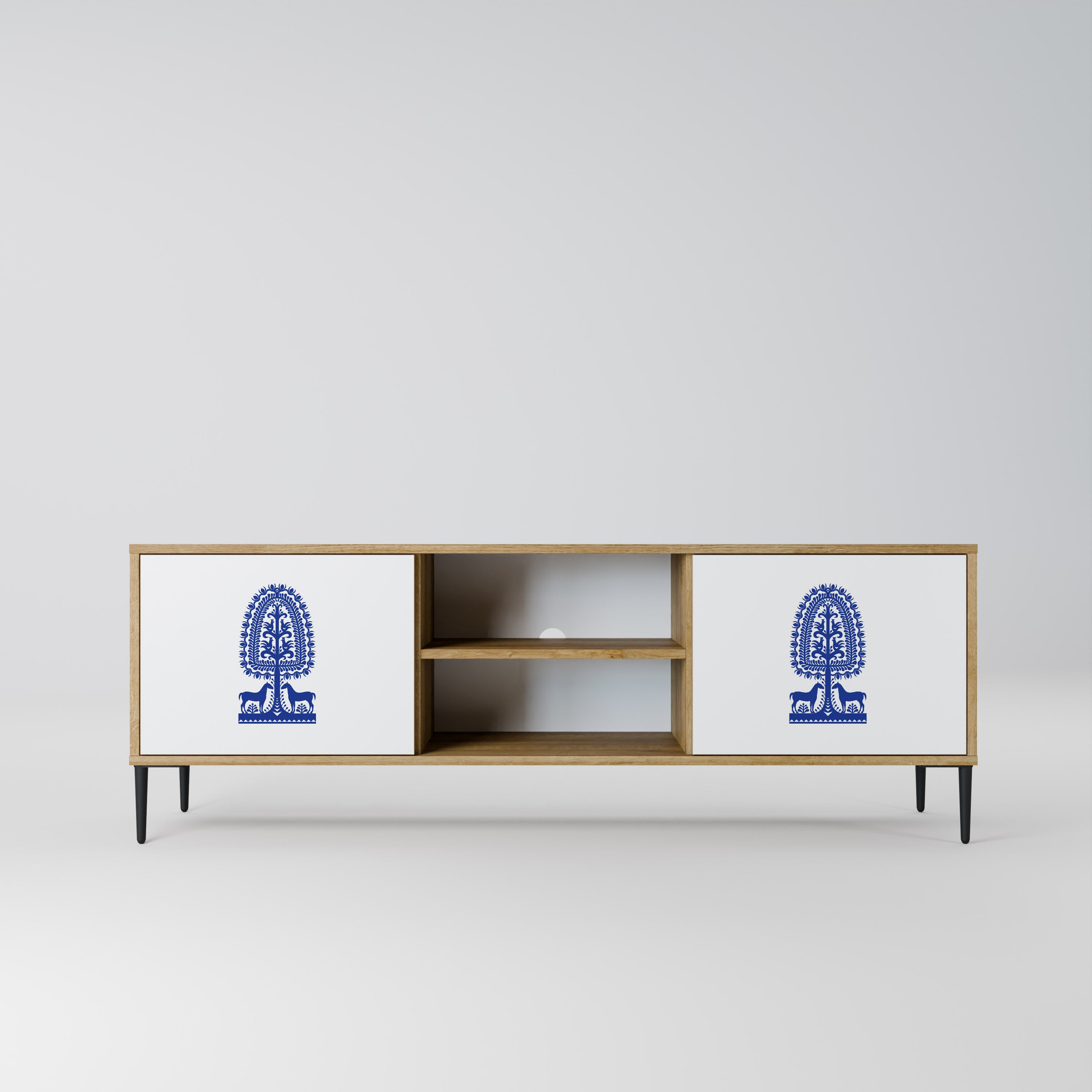 Mueble de TV de dos puertas con efecto roble de ARTE POPULAR POLACO