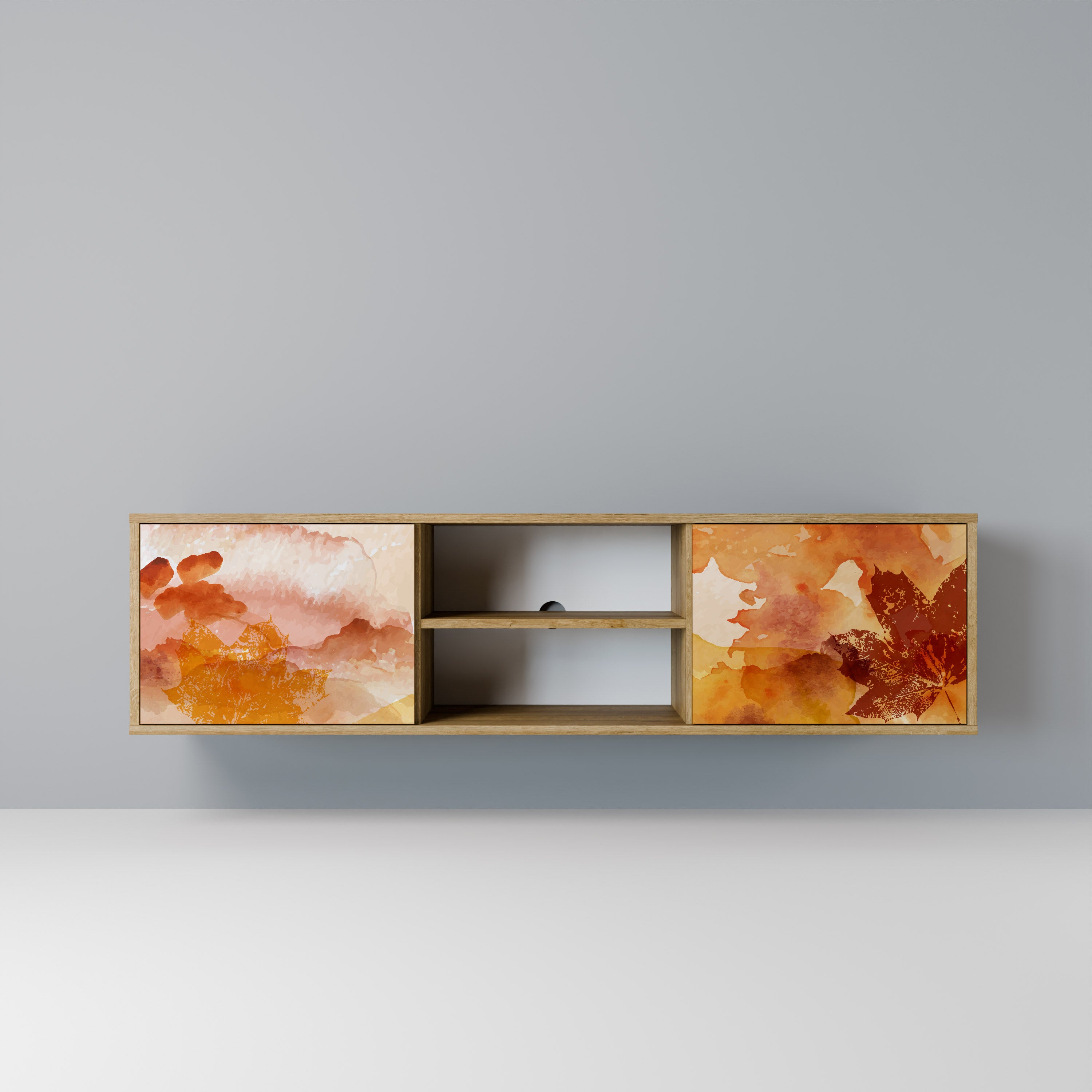 Mueble de TV de 2 puertas TRACES OF AUTUMN con efecto roble