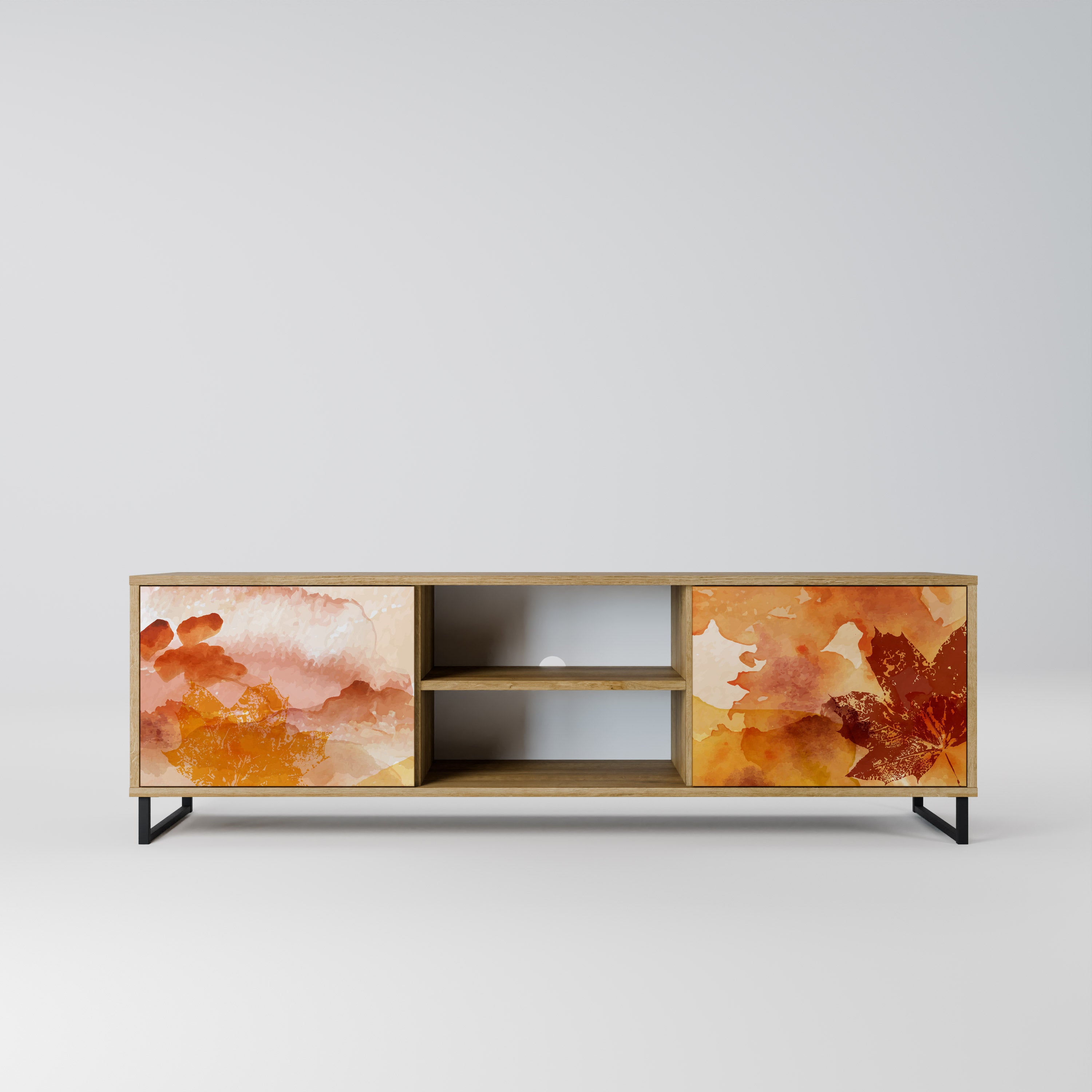 Mueble de TV de 2 puertas TRACES OF AUTUMN con efecto roble