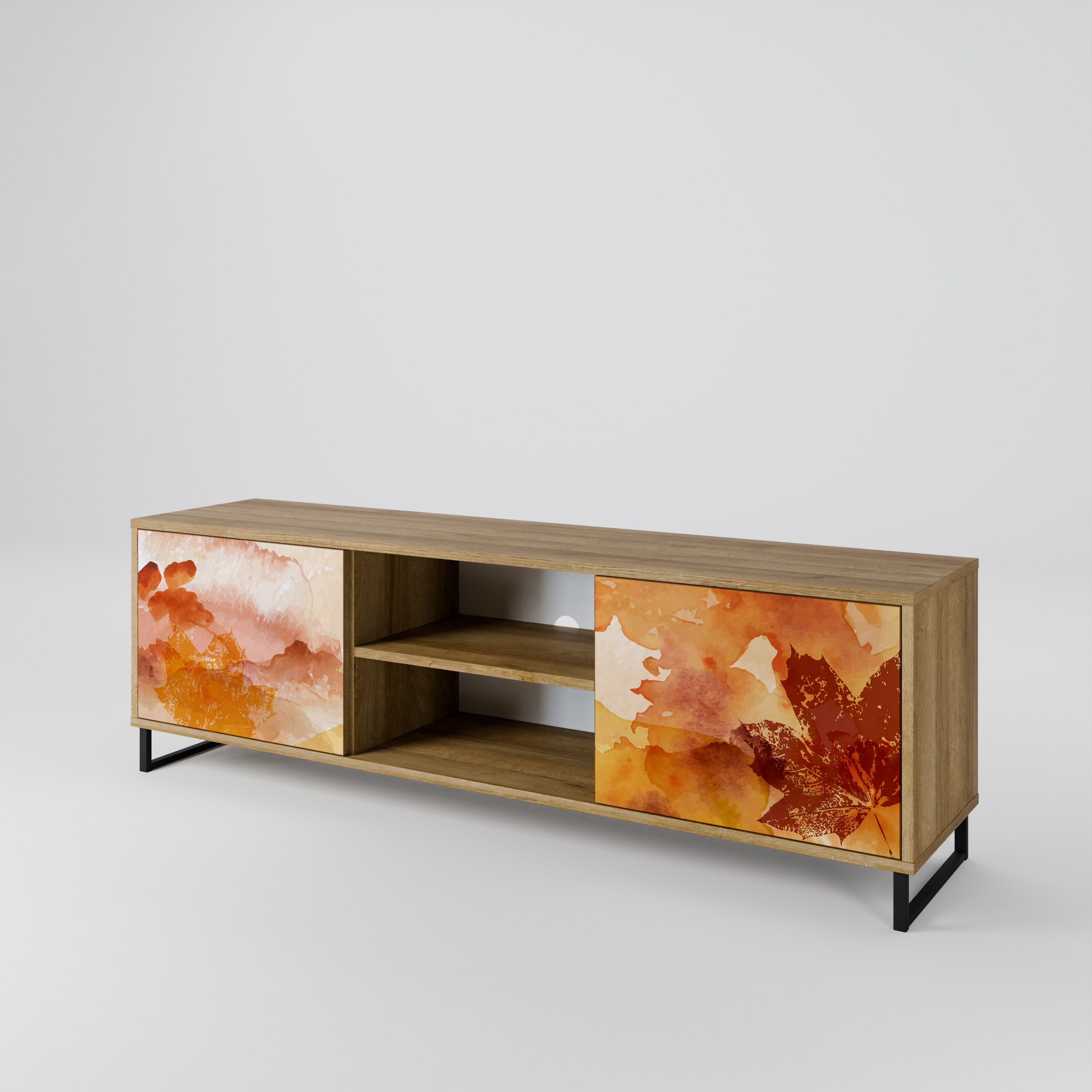 Mueble de TV de 2 puertas TRACES OF AUTUMN con efecto roble