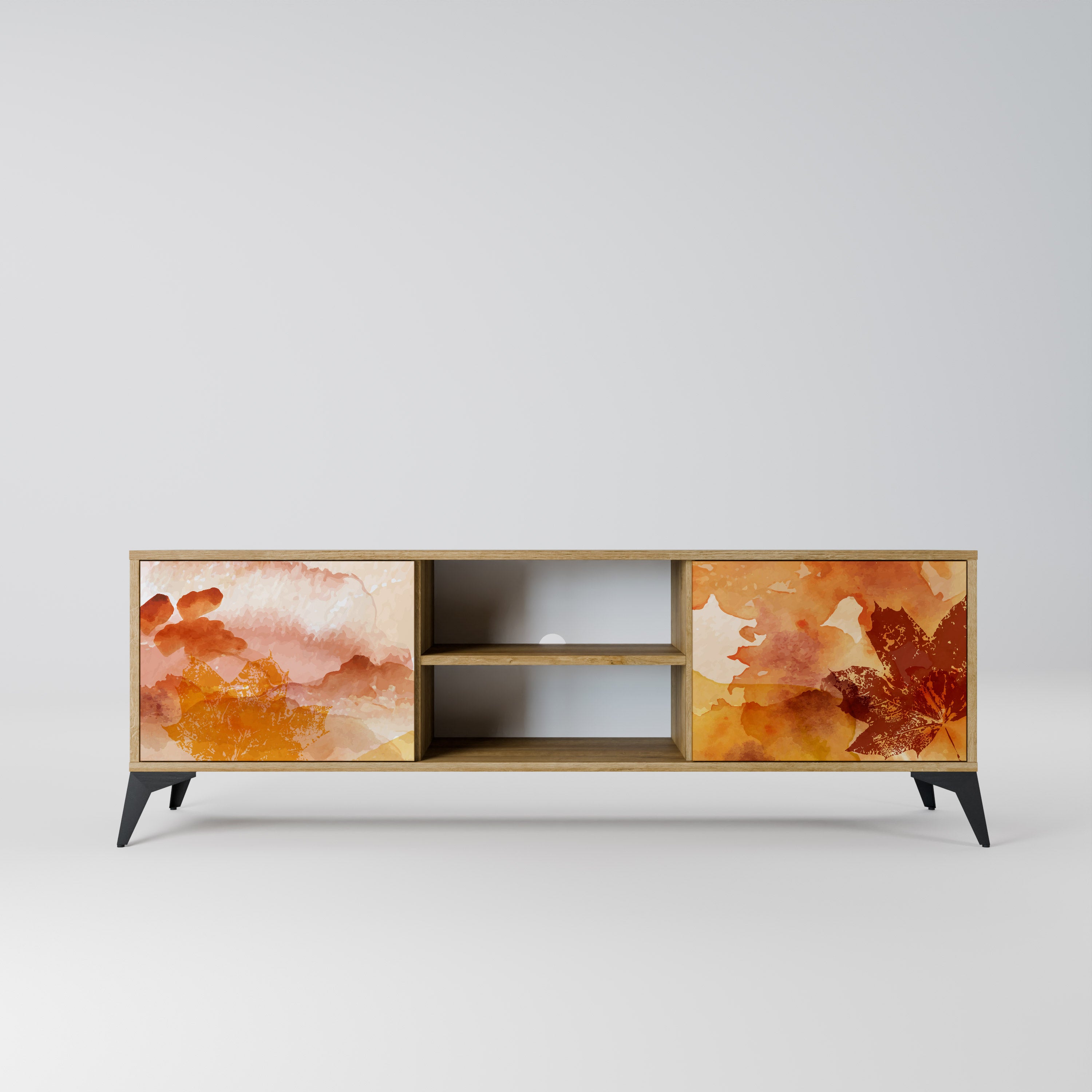 Mueble de TV de 2 puertas TRACES OF AUTUMN con efecto roble