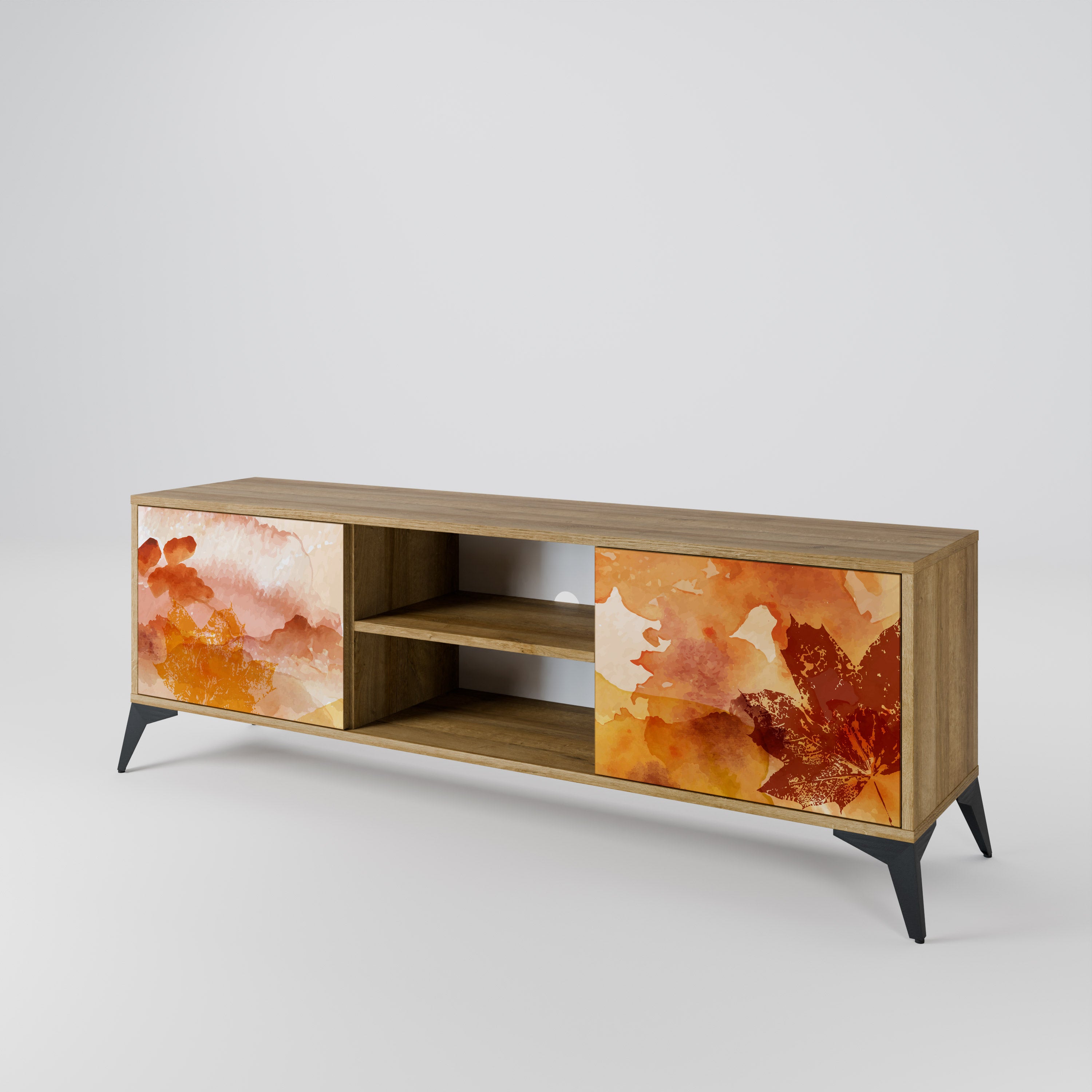 Mueble de TV de 2 puertas TRACES OF AUTUMN con efecto roble