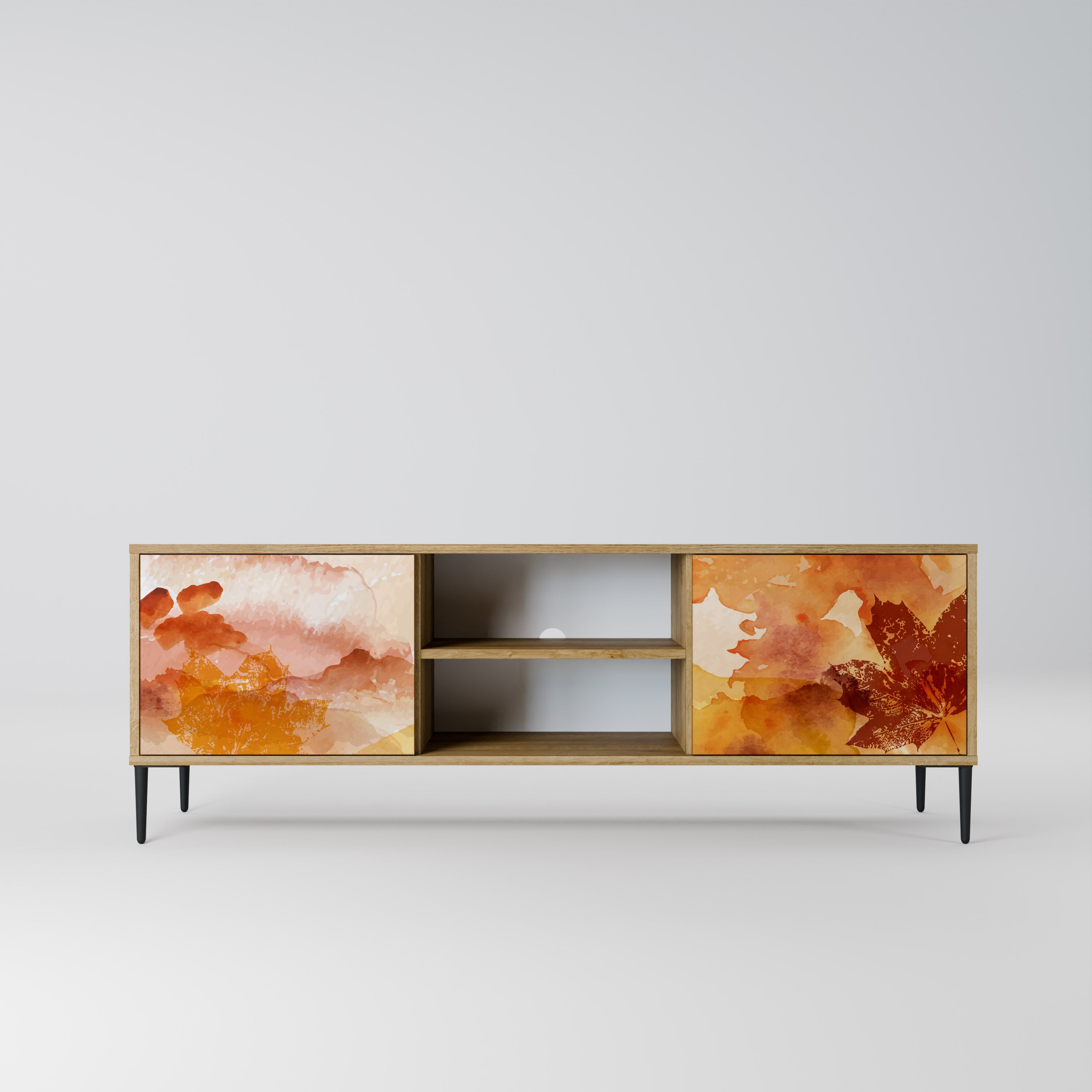 Mueble de TV de 2 puertas TRACES OF AUTUMN con efecto roble