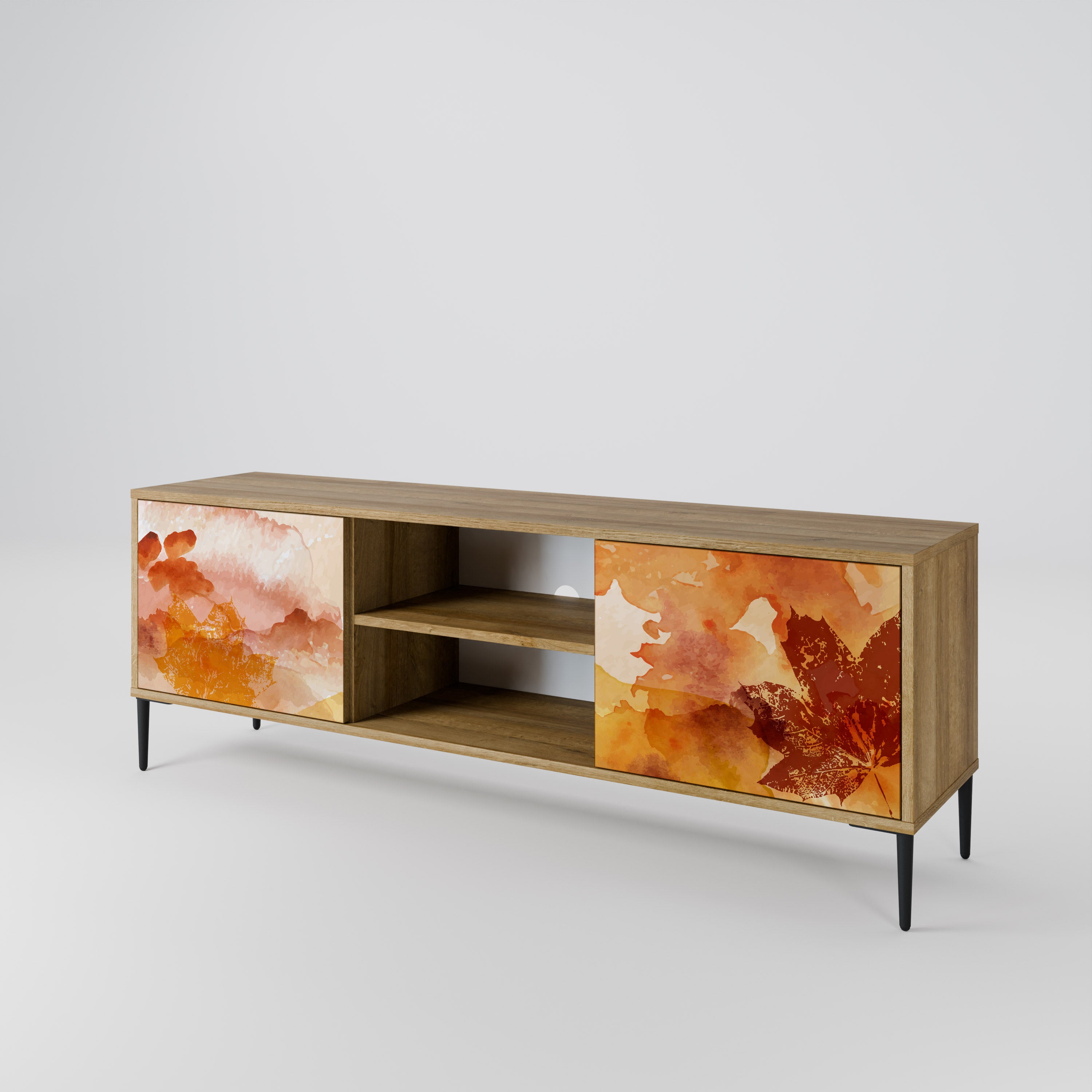 Mueble de TV de 2 puertas TRACES OF AUTUMN con efecto roble