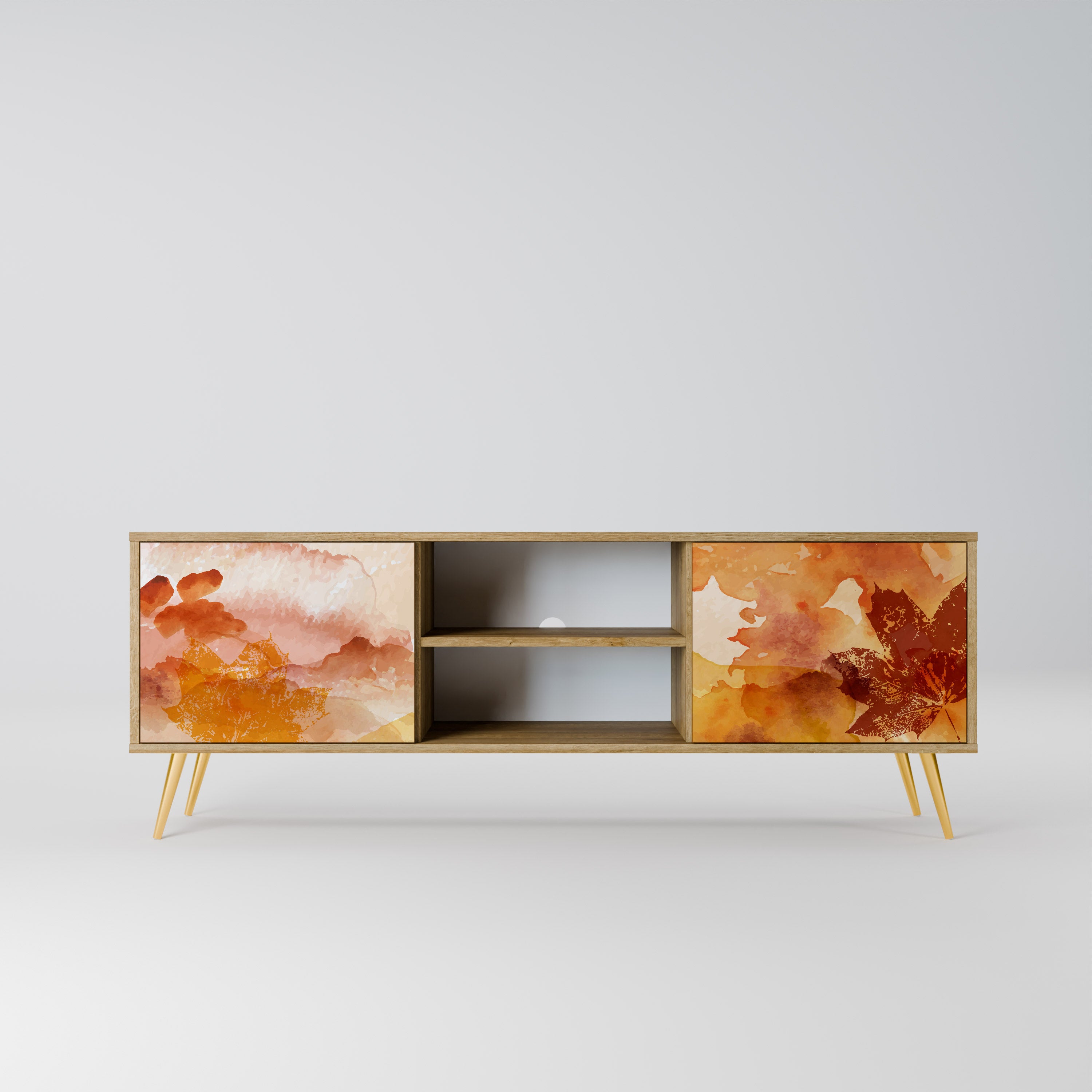 Mueble de TV de 2 puertas TRACES OF AUTUMN con efecto roble