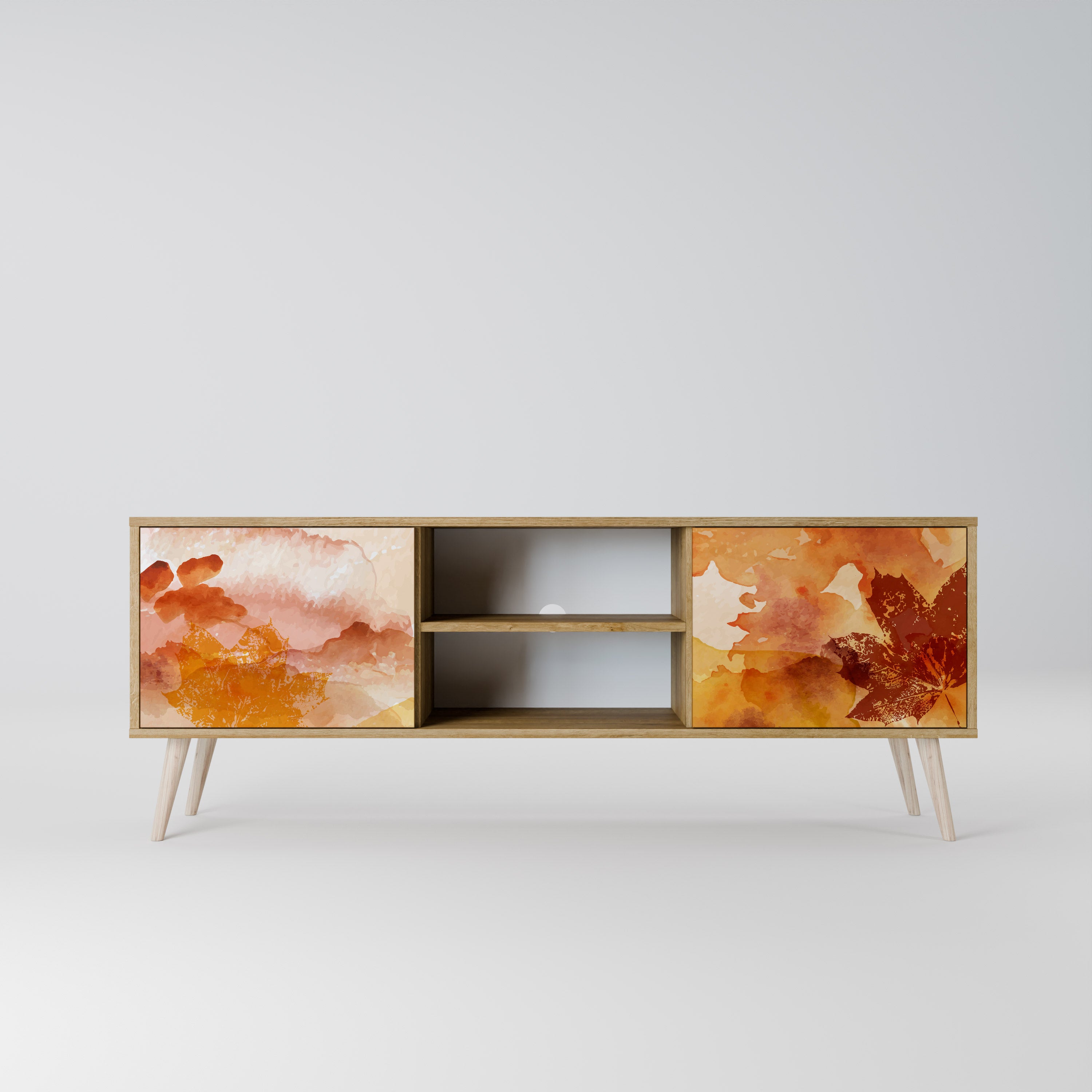 Mueble de TV de 2 puertas TRACES OF AUTUMN con efecto roble