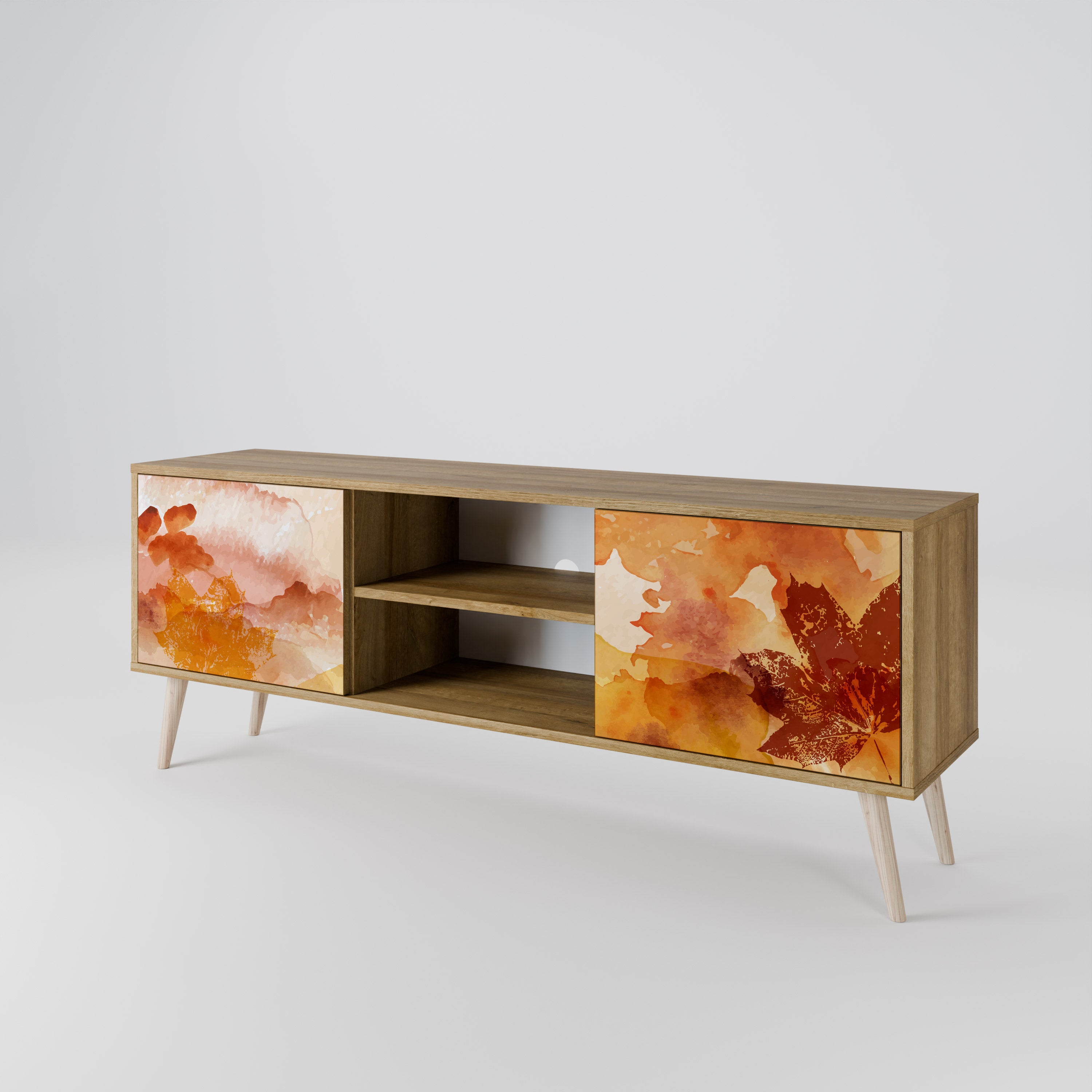 Mueble de TV de 2 puertas TRACES OF AUTUMN con efecto roble