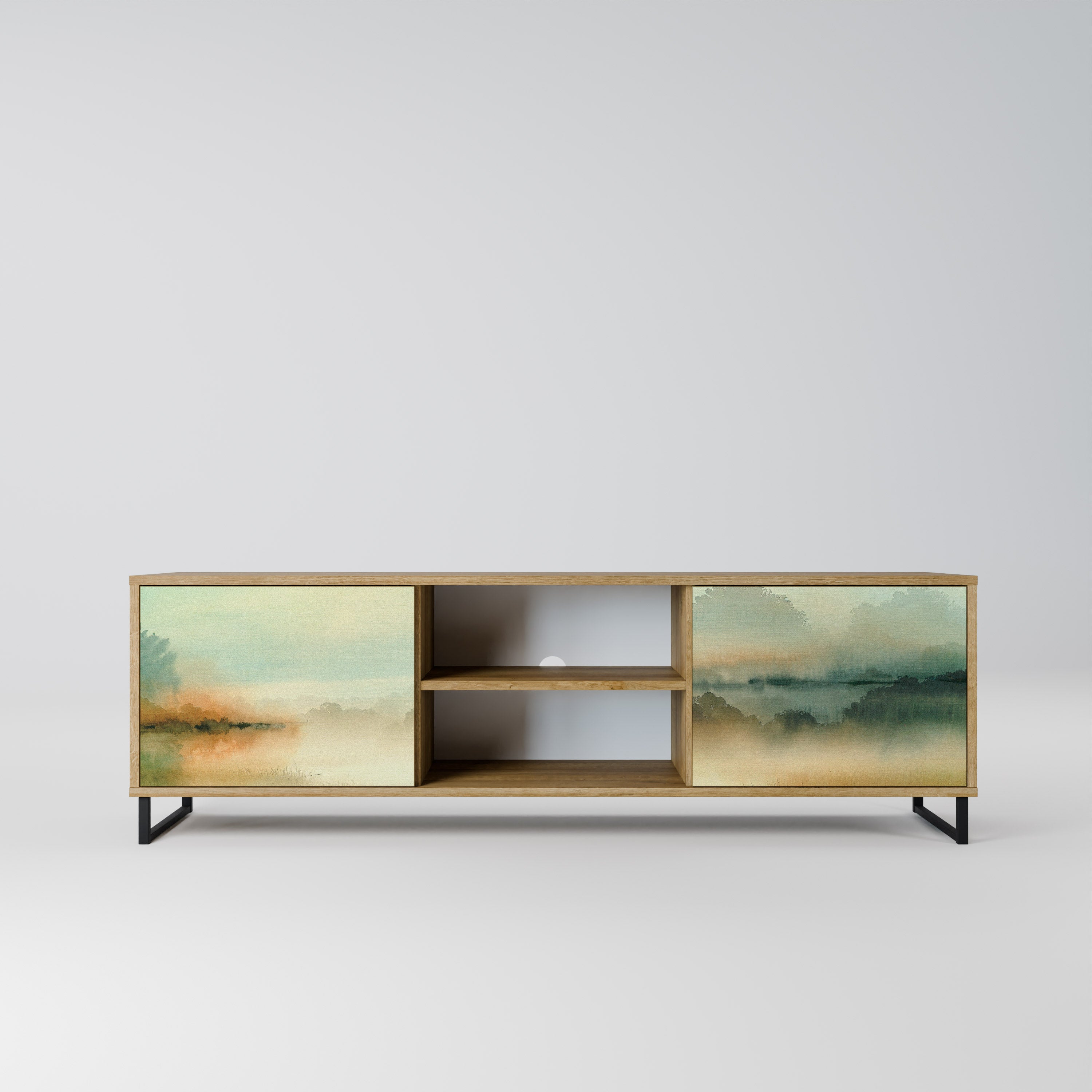 Mueble de TV de 2 puertas MORNING BY THE LAKE con efecto roble