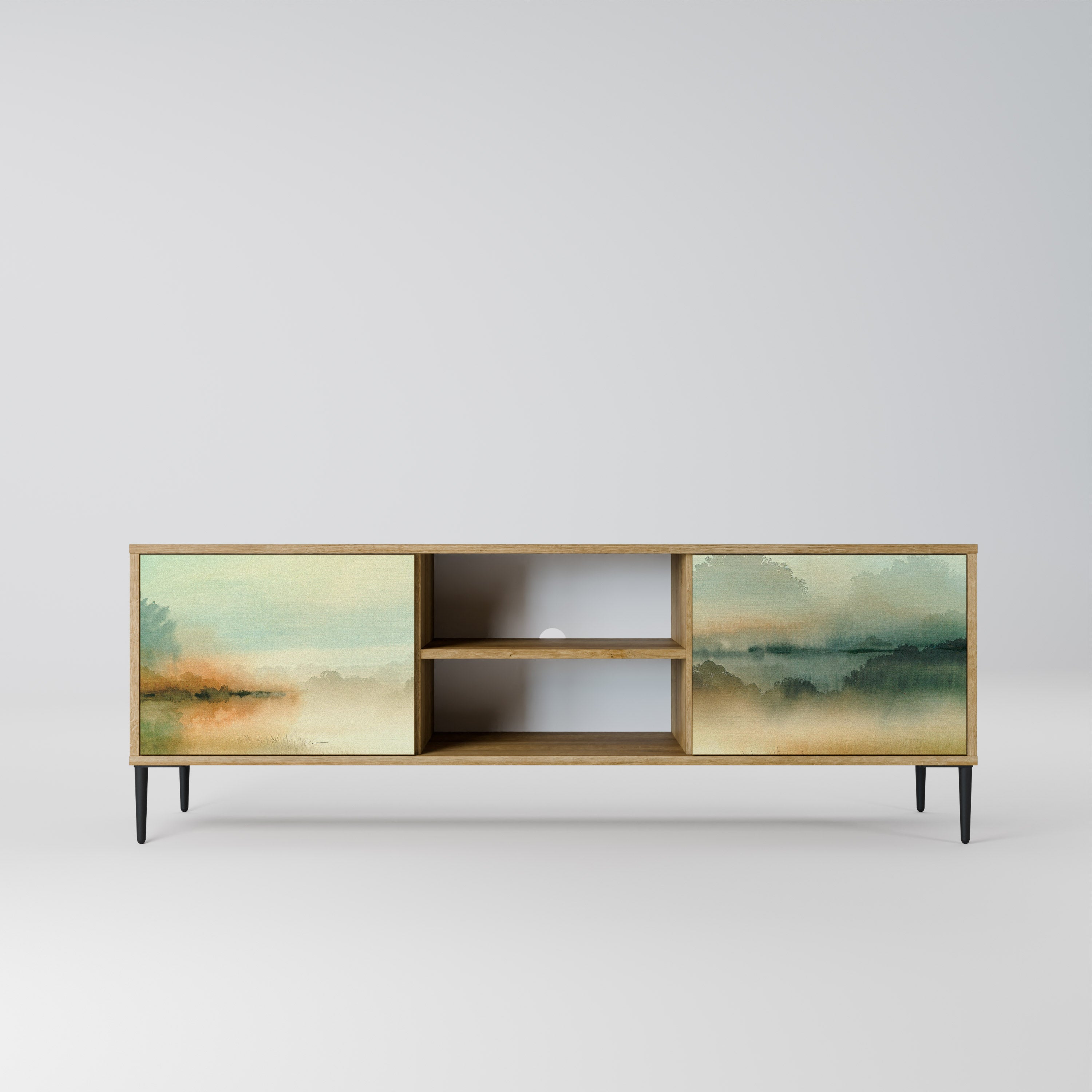 Mueble de TV de 2 puertas MORNING BY THE LAKE con efecto roble