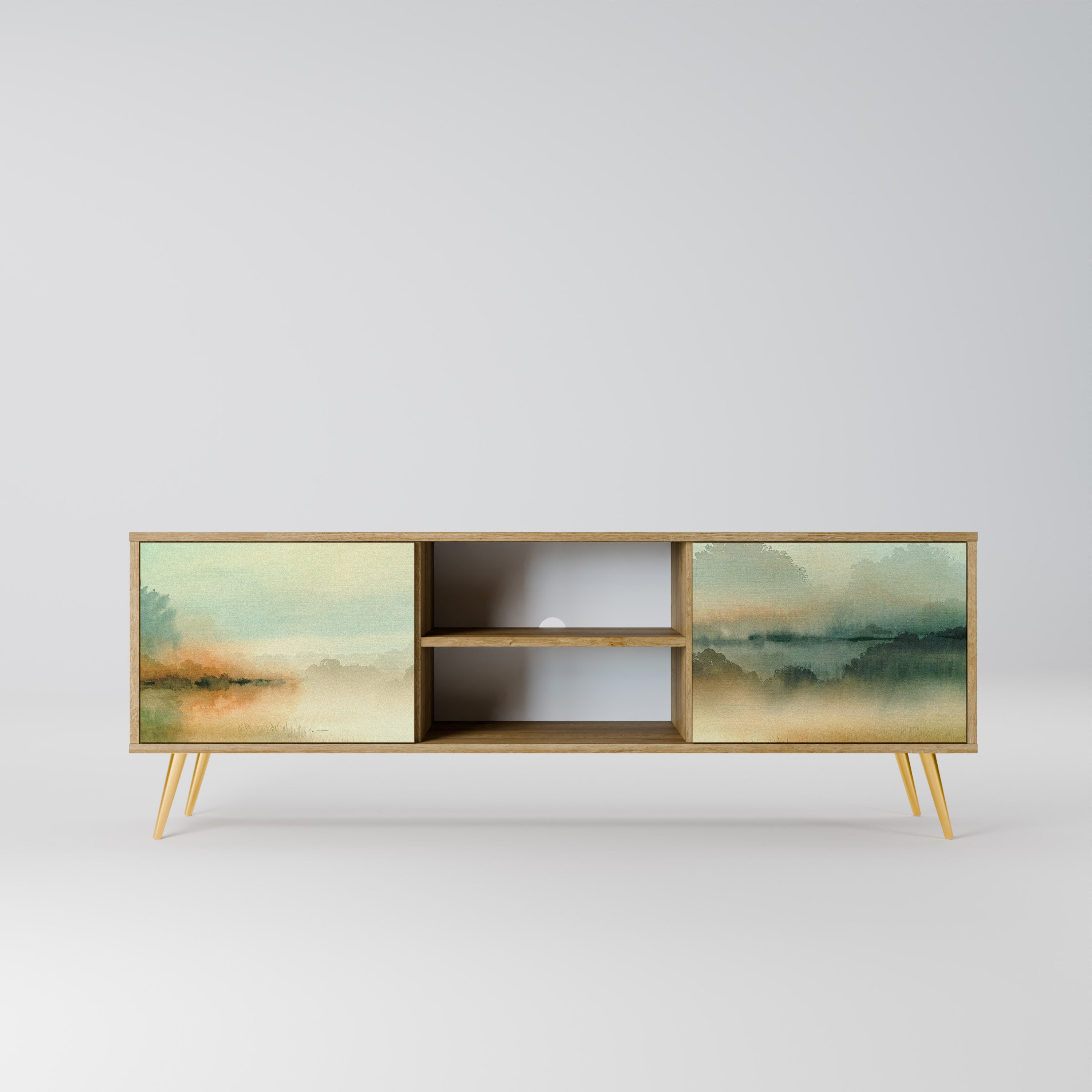 Mueble de TV de 2 puertas MORNING BY THE LAKE con efecto roble