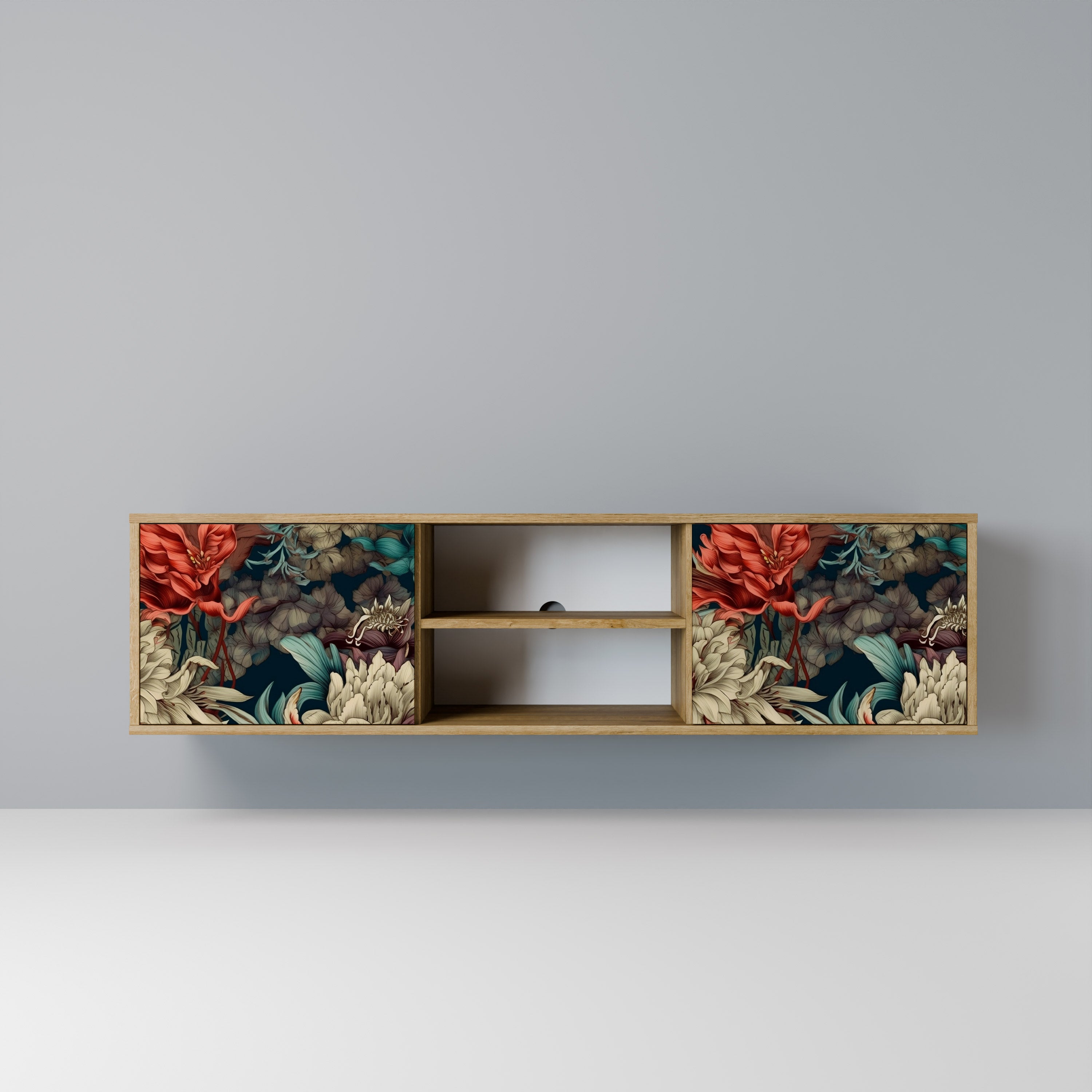 Mueble de TV de 2 puertas SPROUTING GRACE con efecto roble