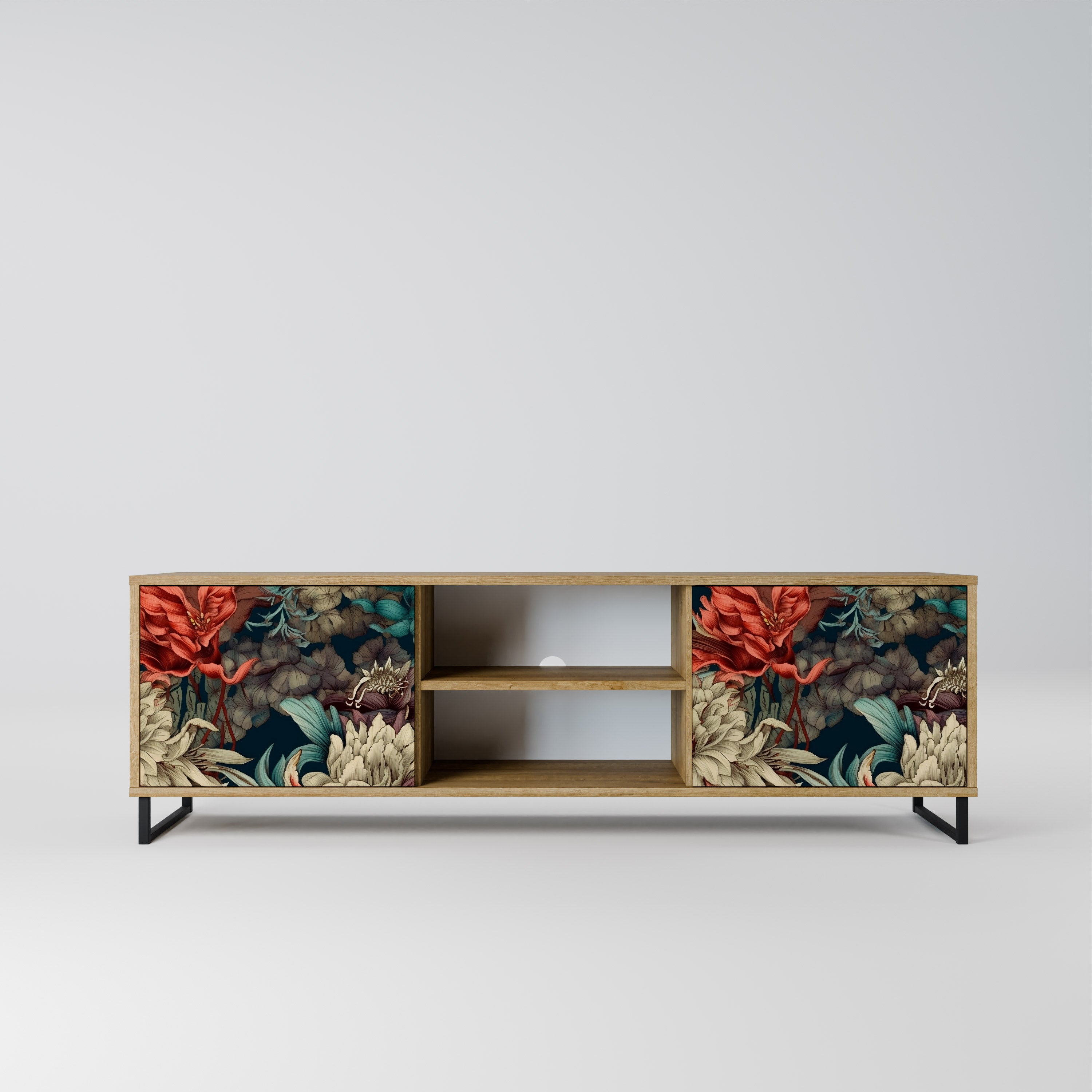 Mueble de TV de 2 puertas SPROUTING GRACE con efecto roble