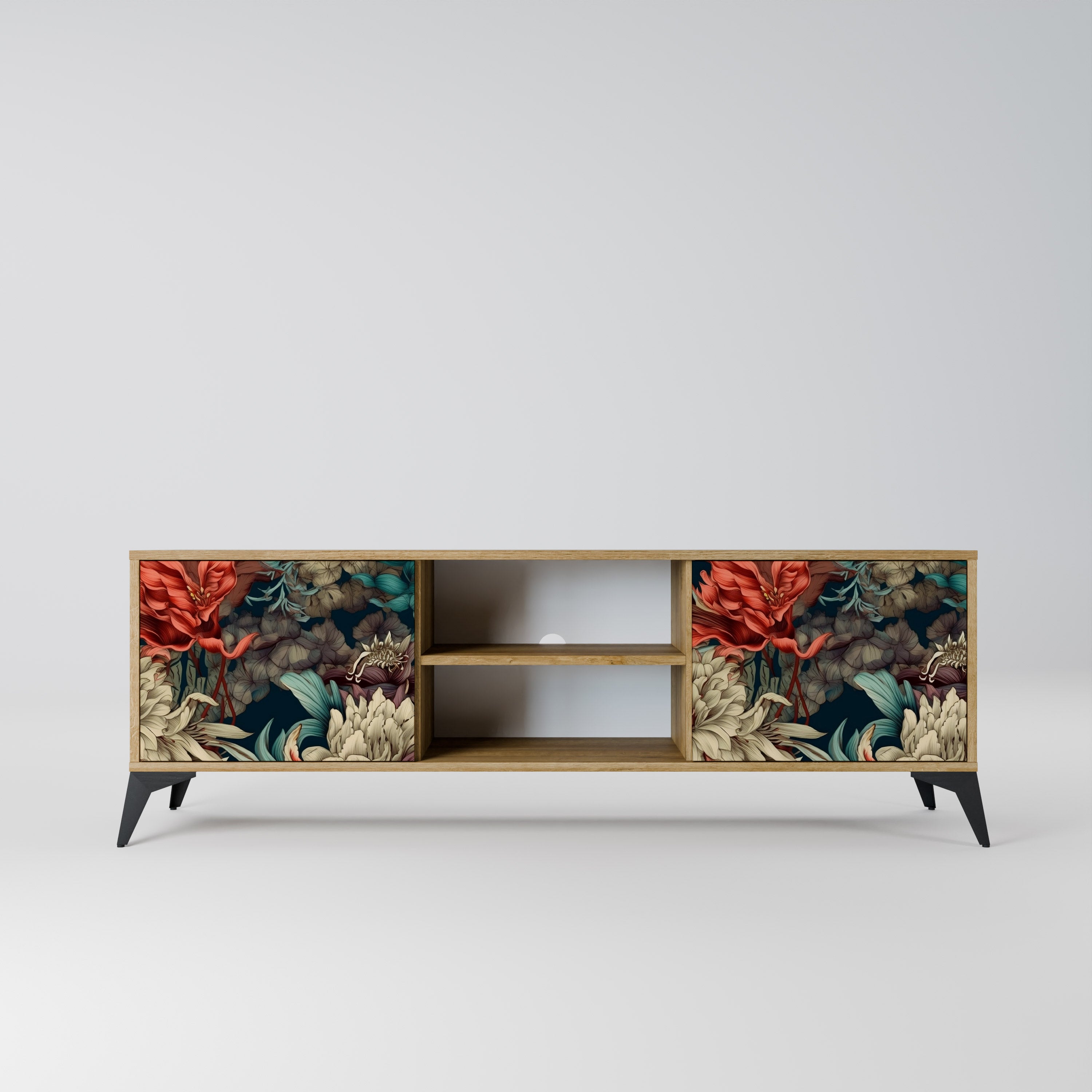 Mueble de TV de 2 puertas SPROUTING GRACE con efecto roble