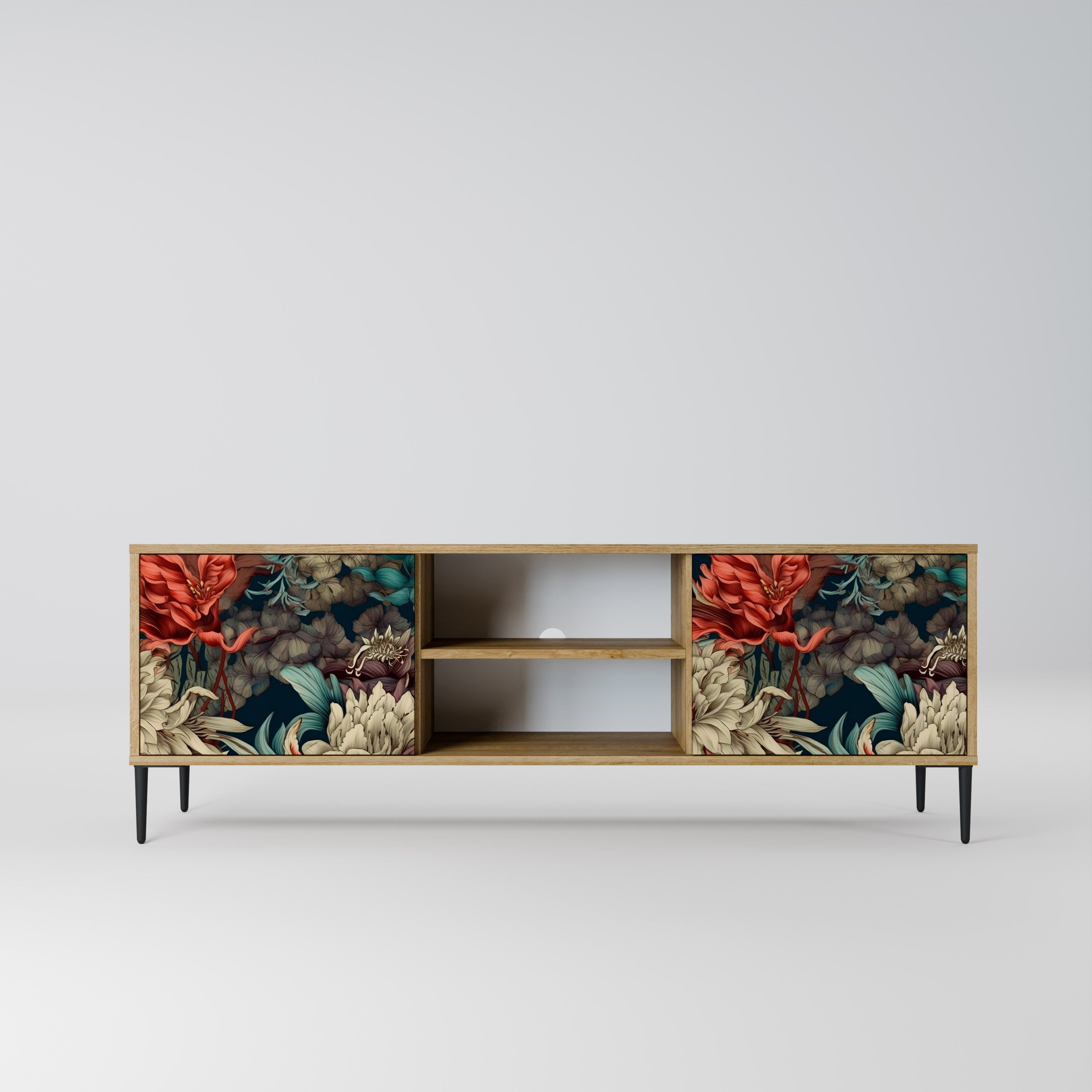 Mueble de TV de 2 puertas SPROUTING GRACE con efecto roble